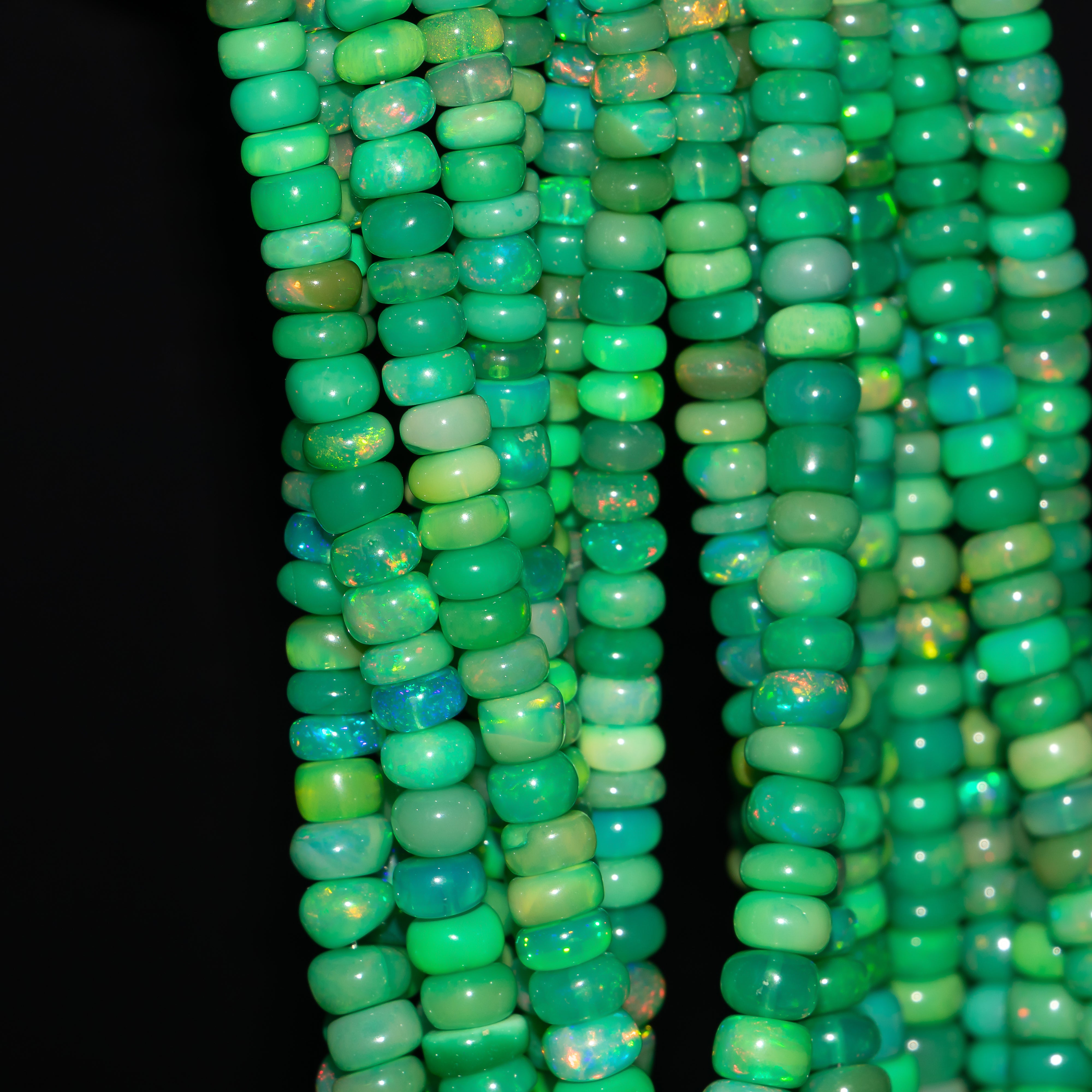 Green Ethiopian Opal Beads, 5.5-7.5 mm Opal Plain Rondelle Beads TGS-4644