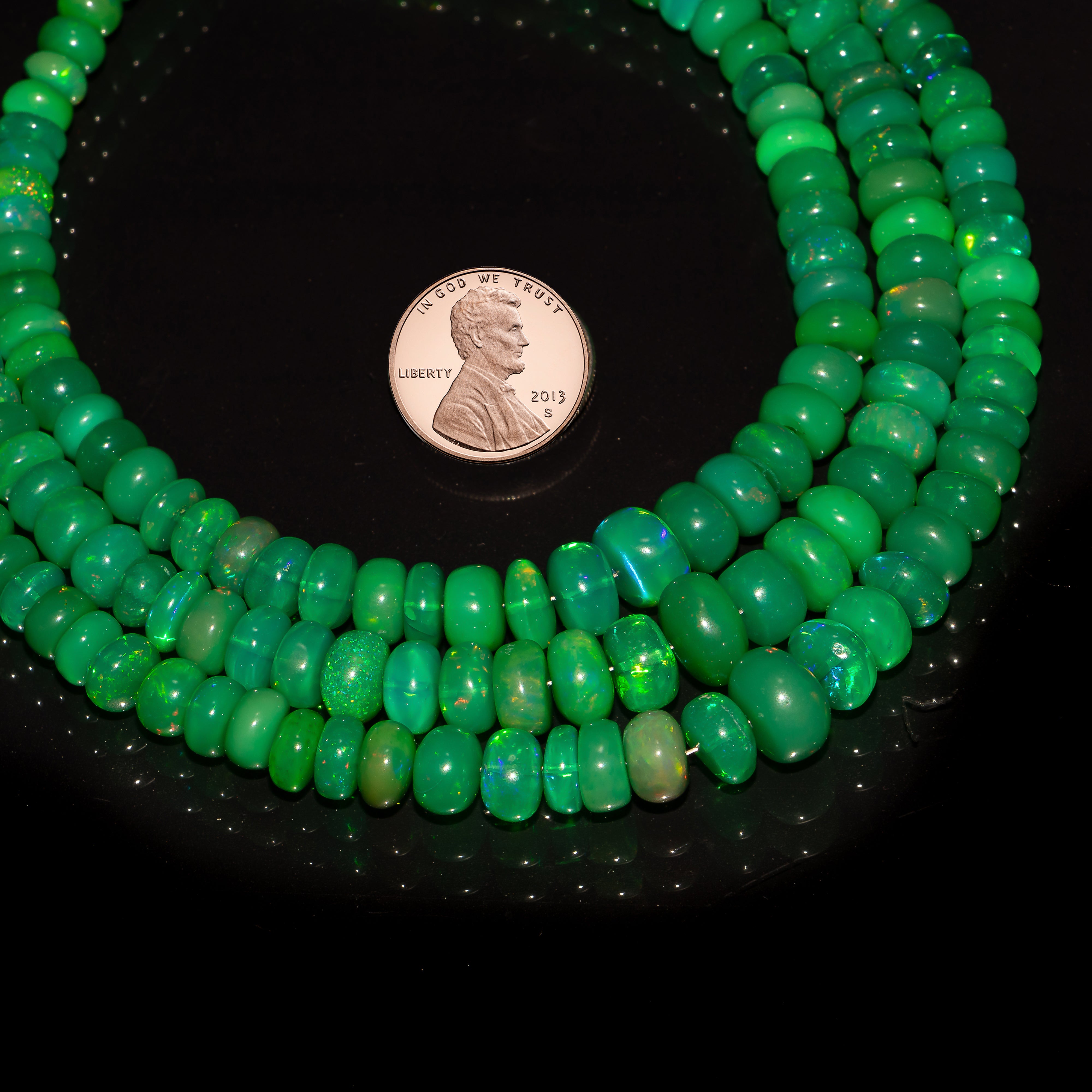 Green Ethiopian Welo Opal Beads,  5.5-8mm Opal Plain Rondelle Beads TGS-4645