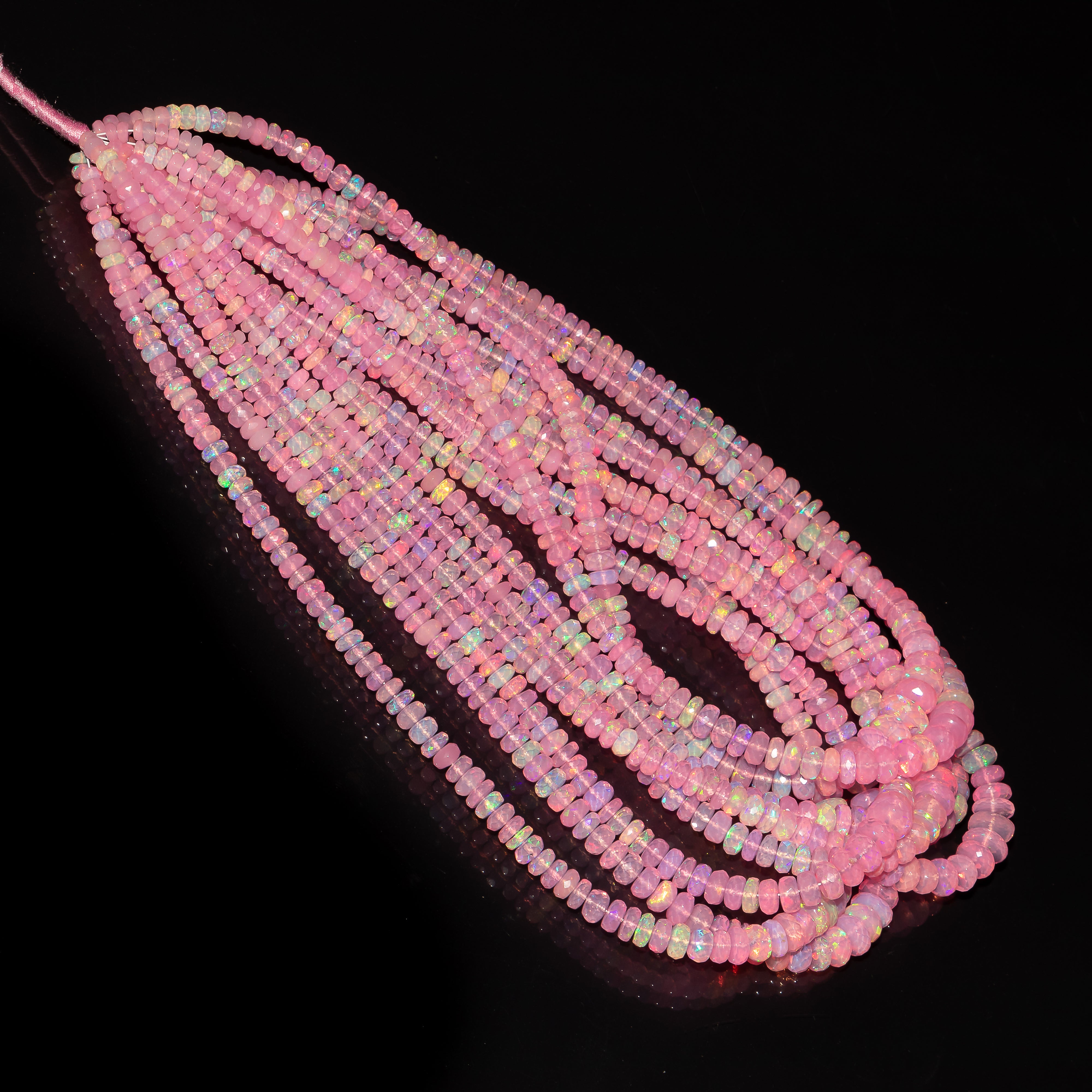 4-7 mm Big Size Pink Ethiopian Fire Opal Faceted Rondelle Beads TGS-4640