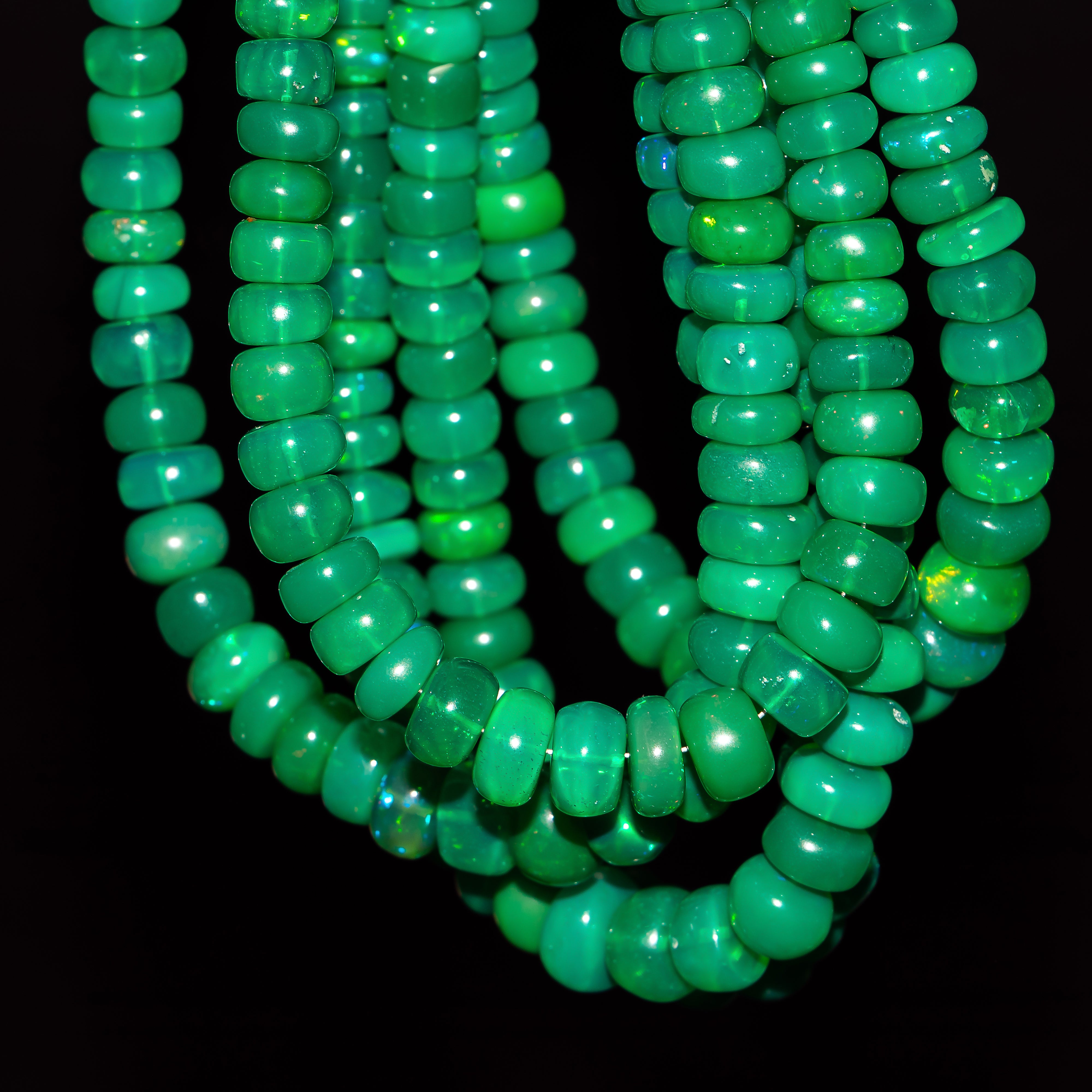 Green Opal Smooth Rondelle Center Drill Beads 5.5-8mm TGS-4646