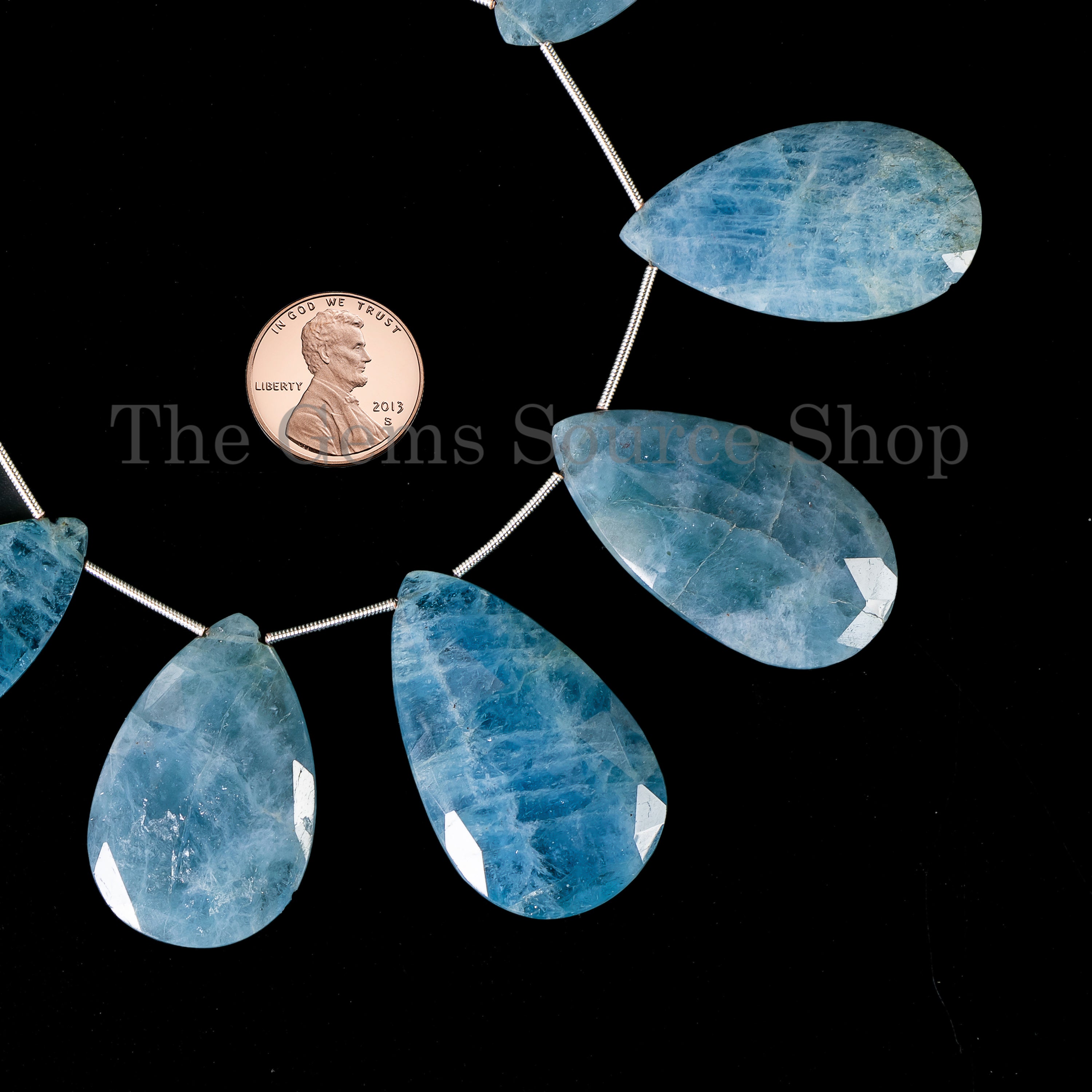 Big size aquamarine faceted pear shape beads TGS-4838