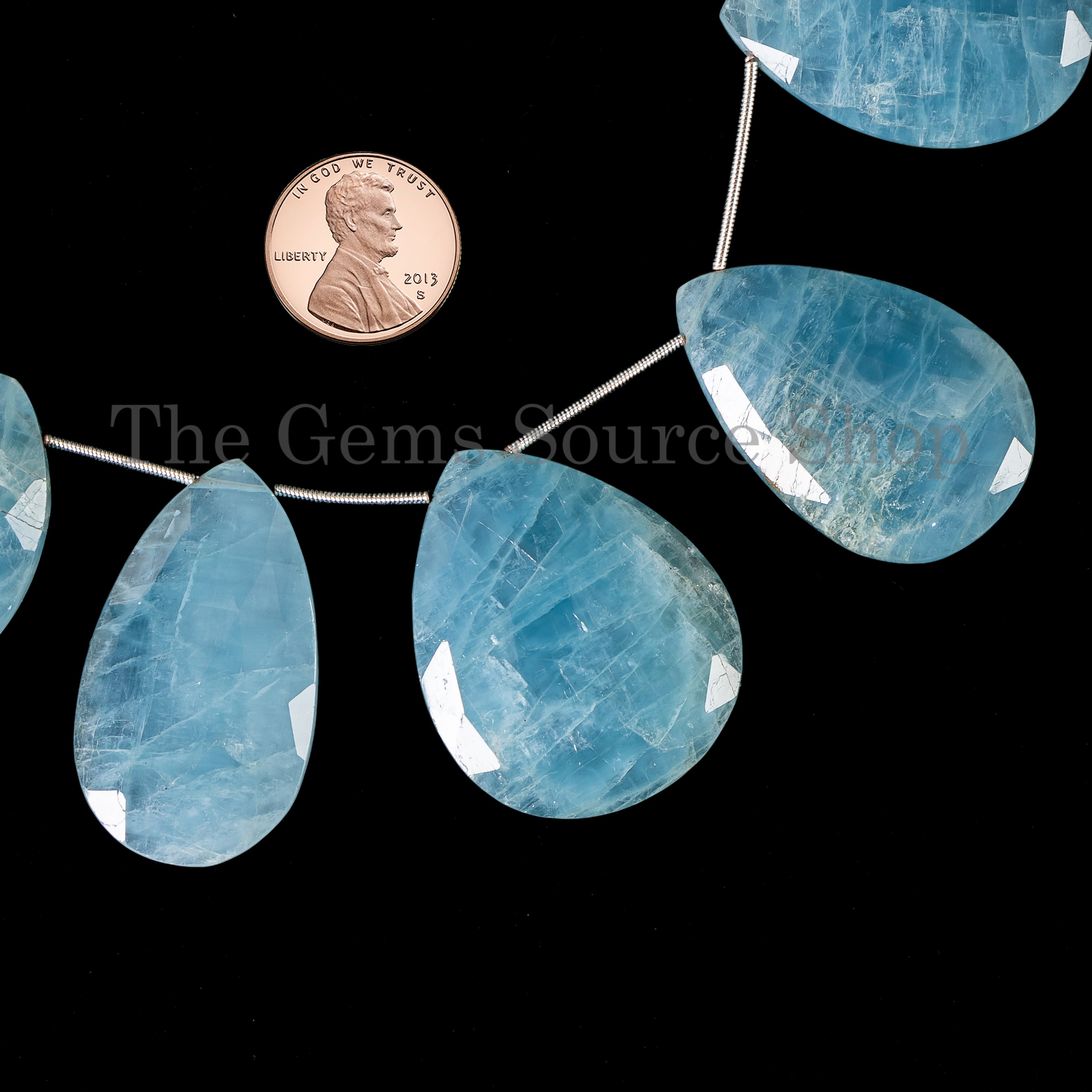 Big size Aquamarine faceted pear shape beads TGS-4839