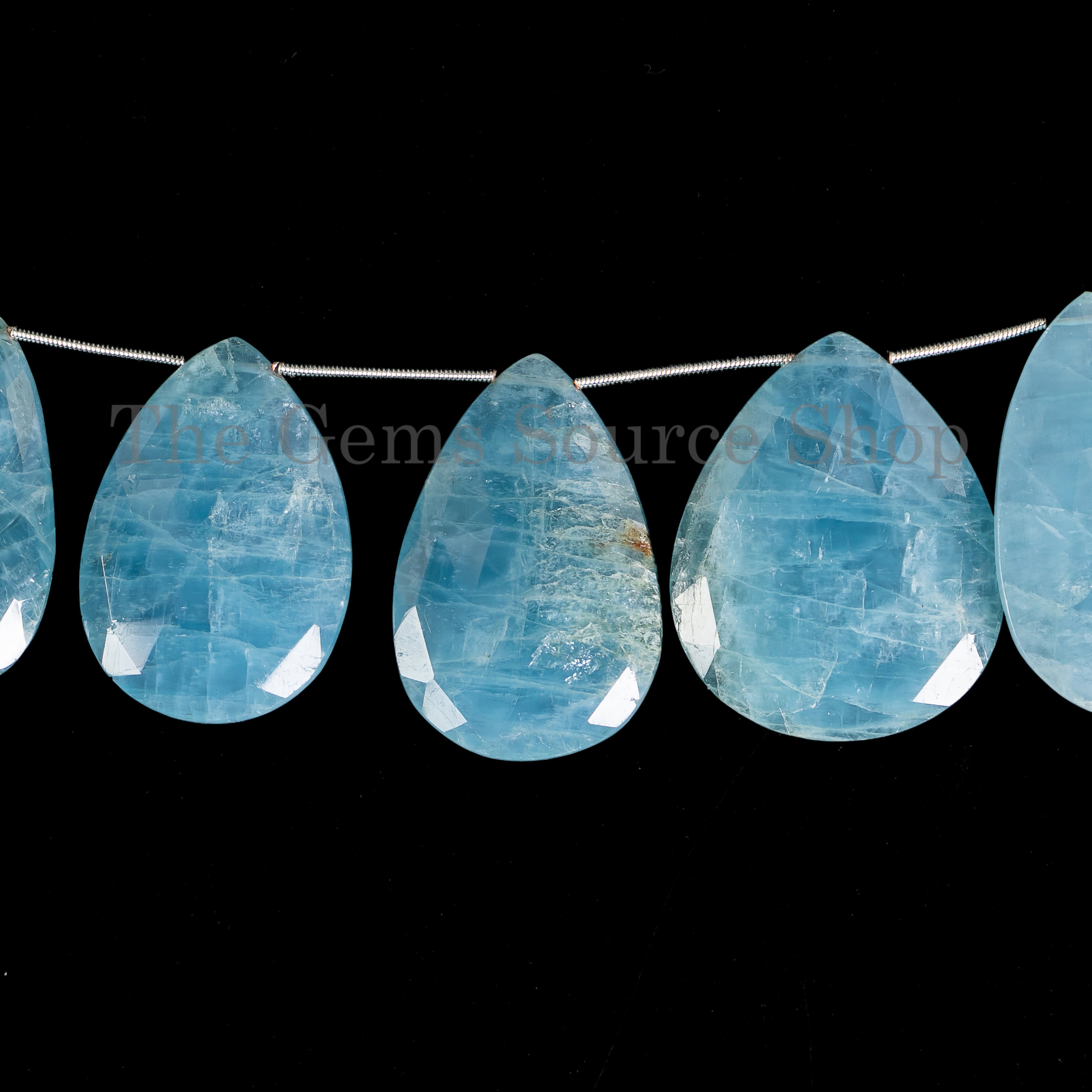 Big size Aquamarine faceted pear shape beads TGS-4839