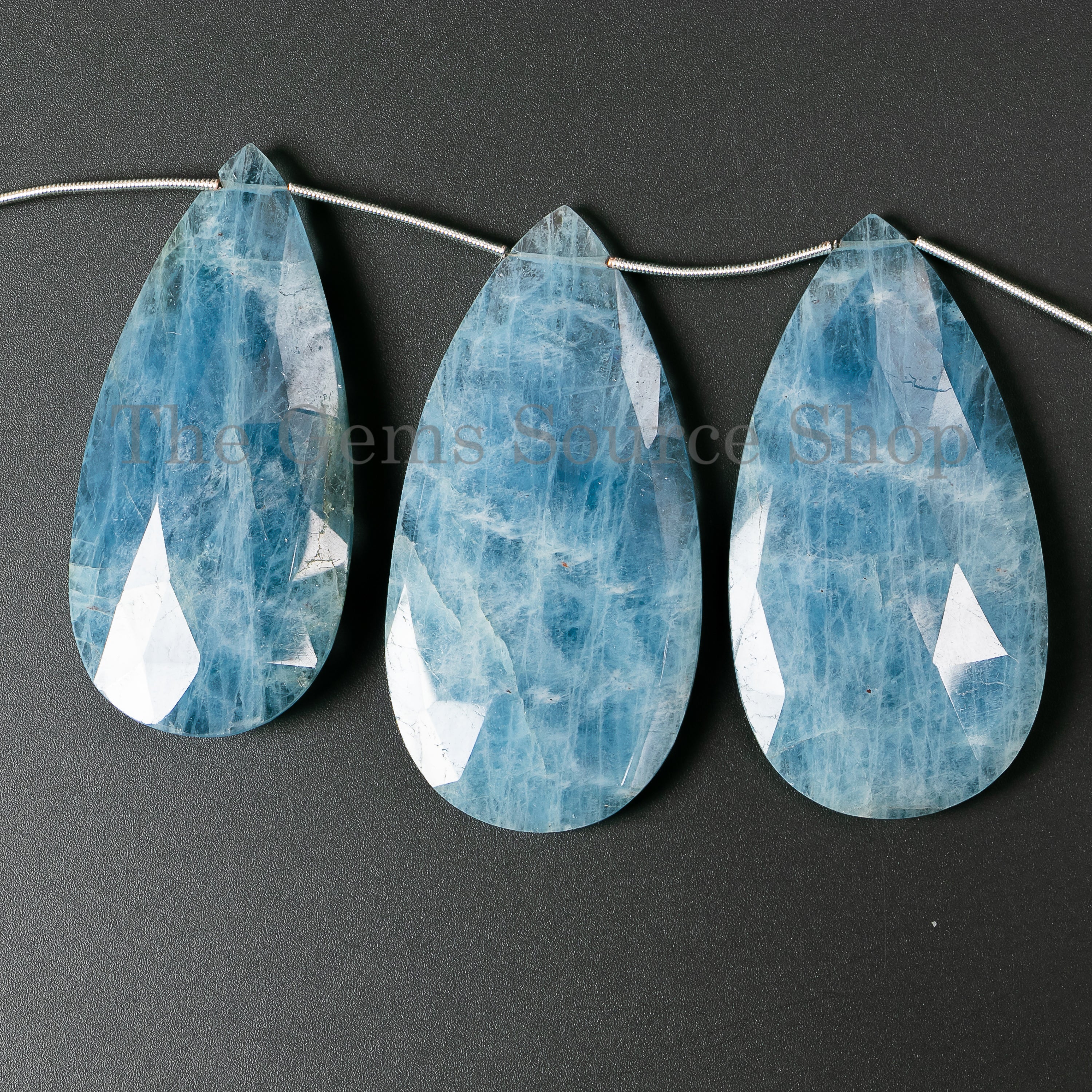 Big size aquamarine faceted pear shape beads TGS-4840