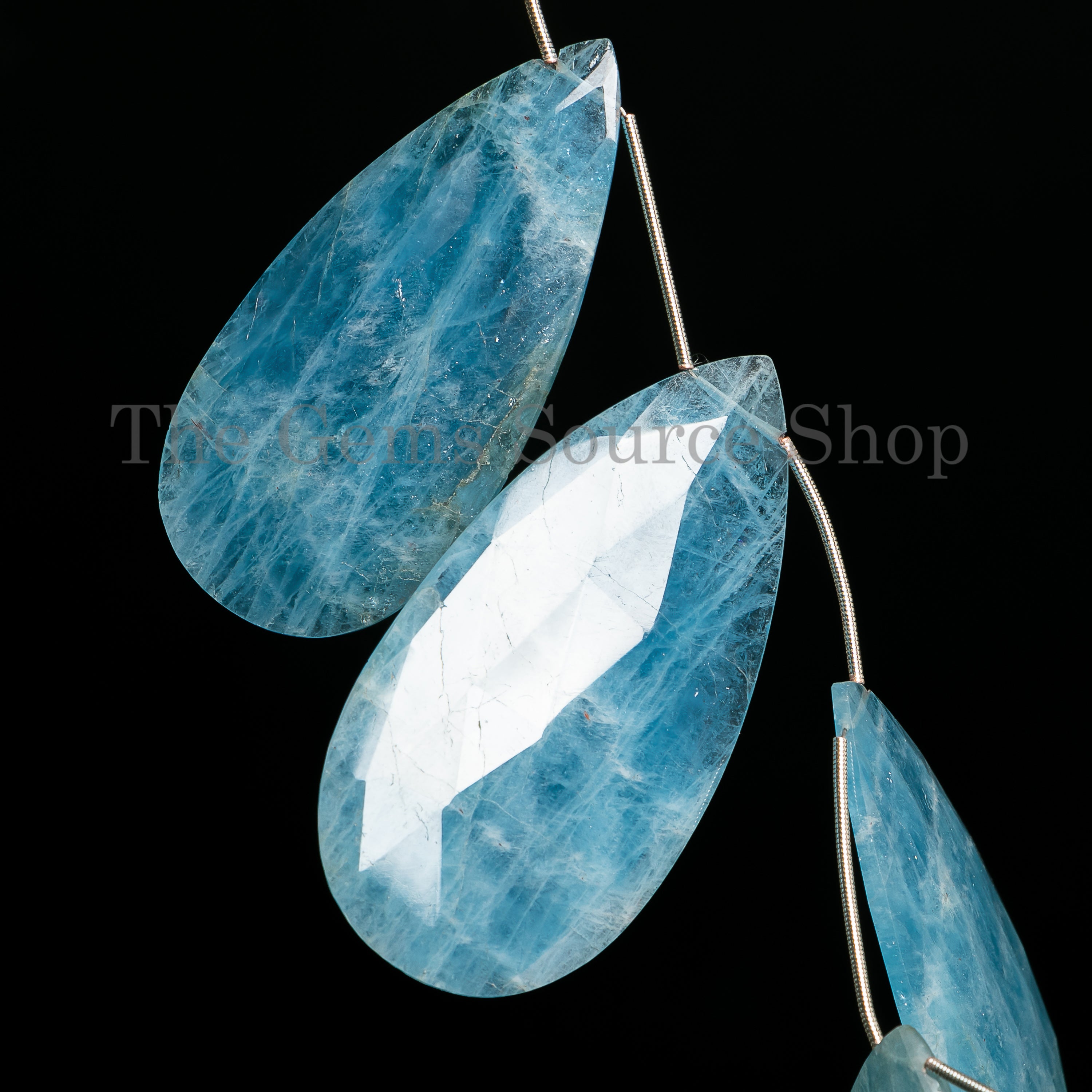 Big size aquamarine faceted pear shape beads TGS-4840
