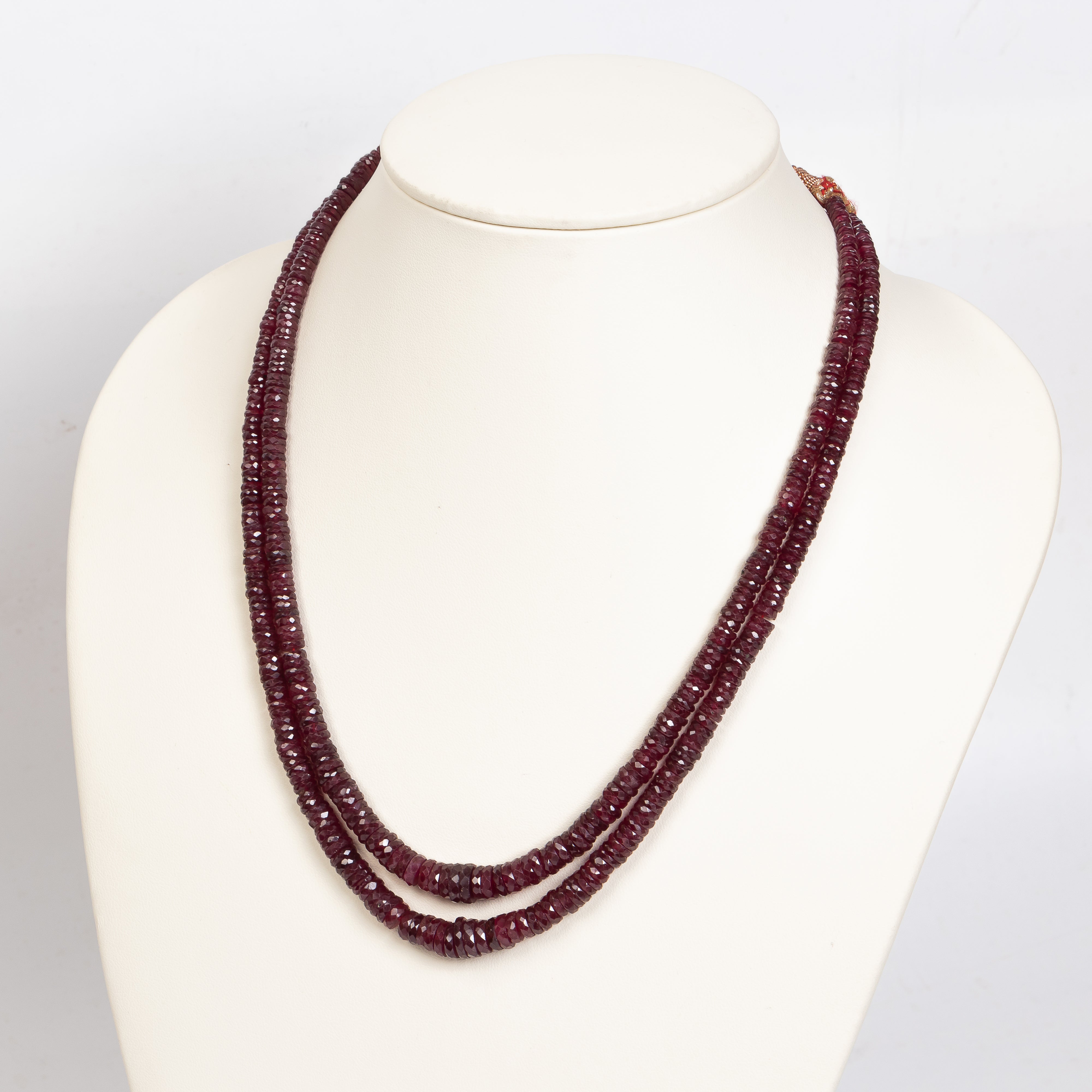 5-9 mm Ruby faceted tyre Shape necklace  TGS-4753