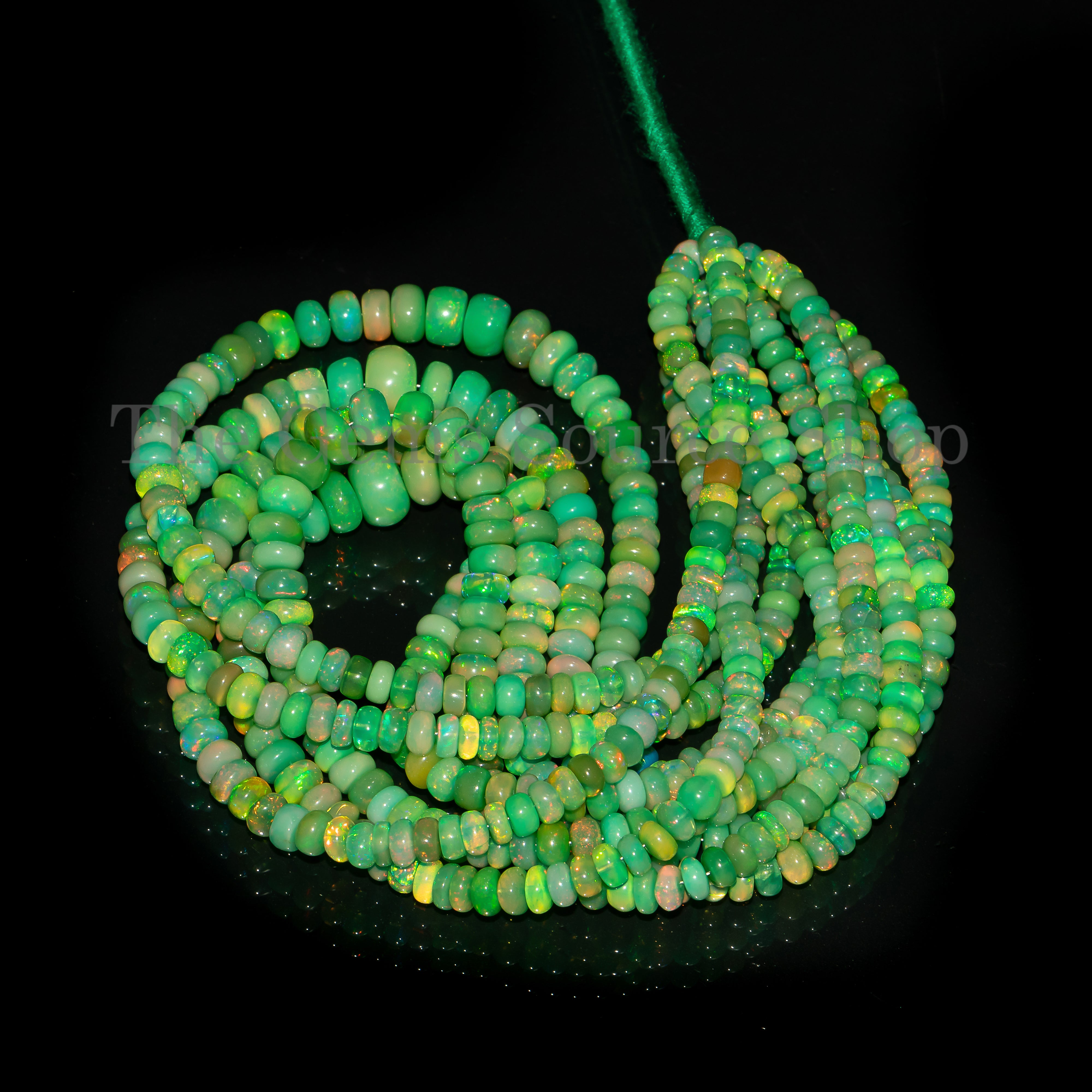Light Green Opal Smooth Rondelle beads for necklace TGS-4651