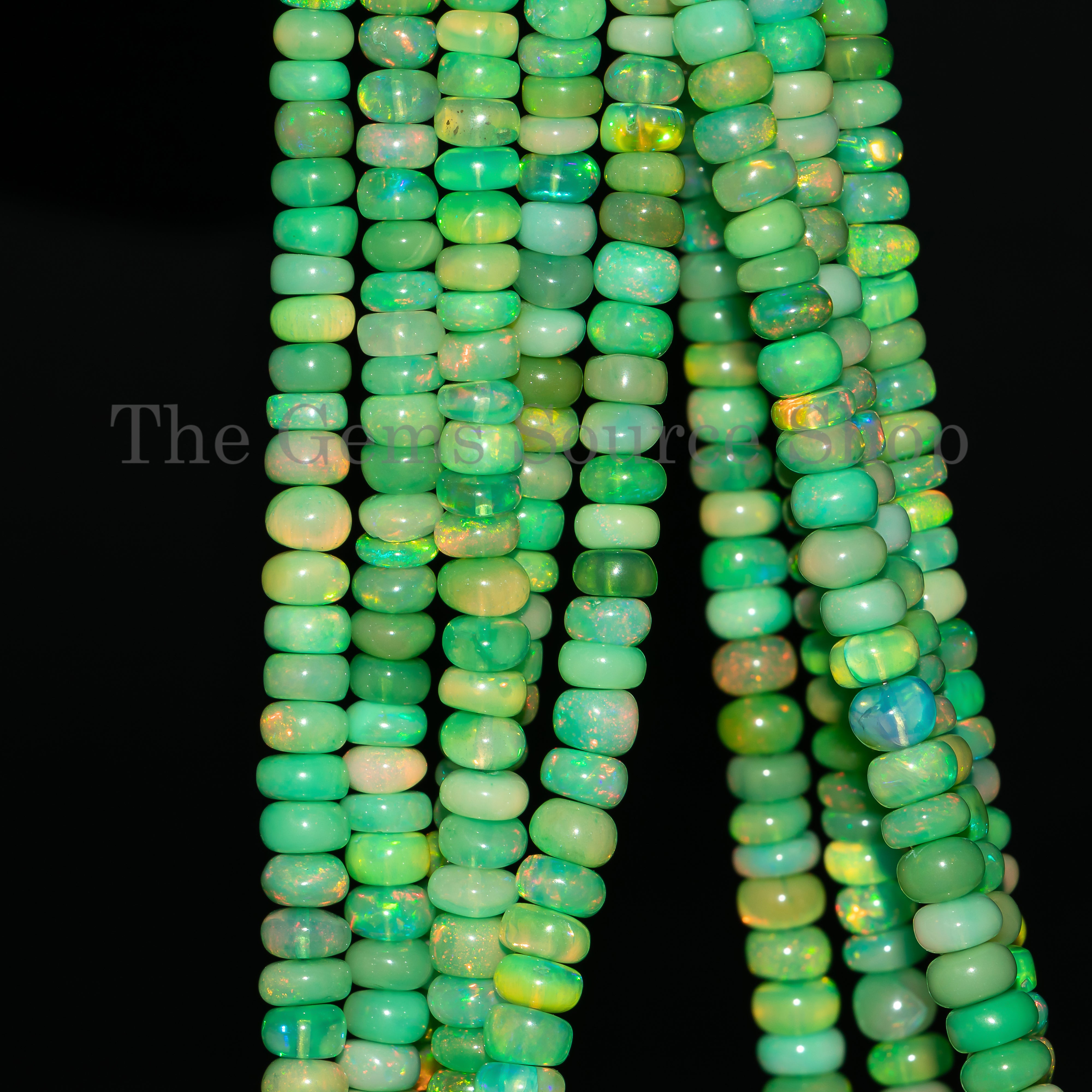 Light Green Opal Smooth Rondelle beads for necklace TGS-4651