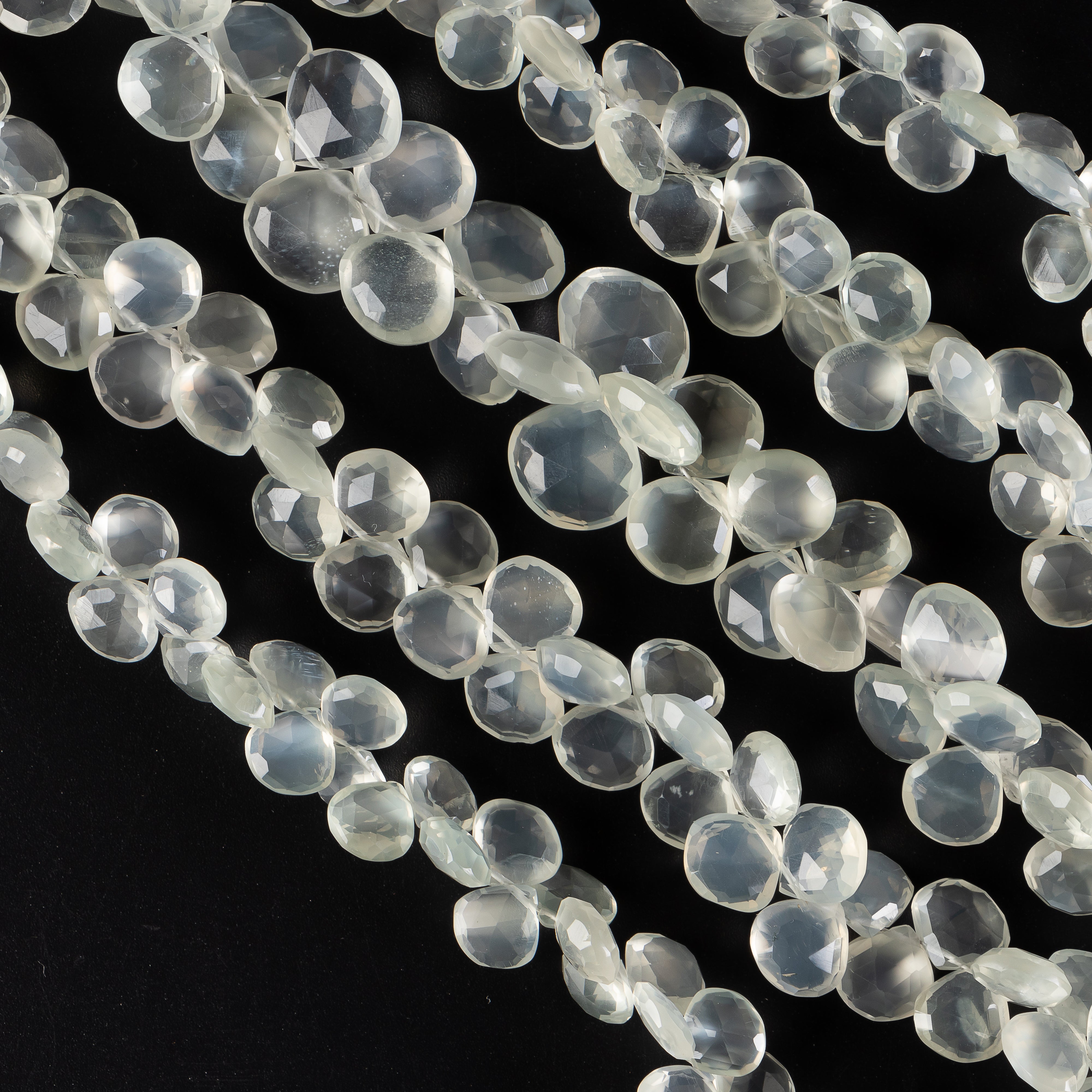 8-8.5 mm Ceylon Moonstone Faceted Heart Shape Beads TGS-4756