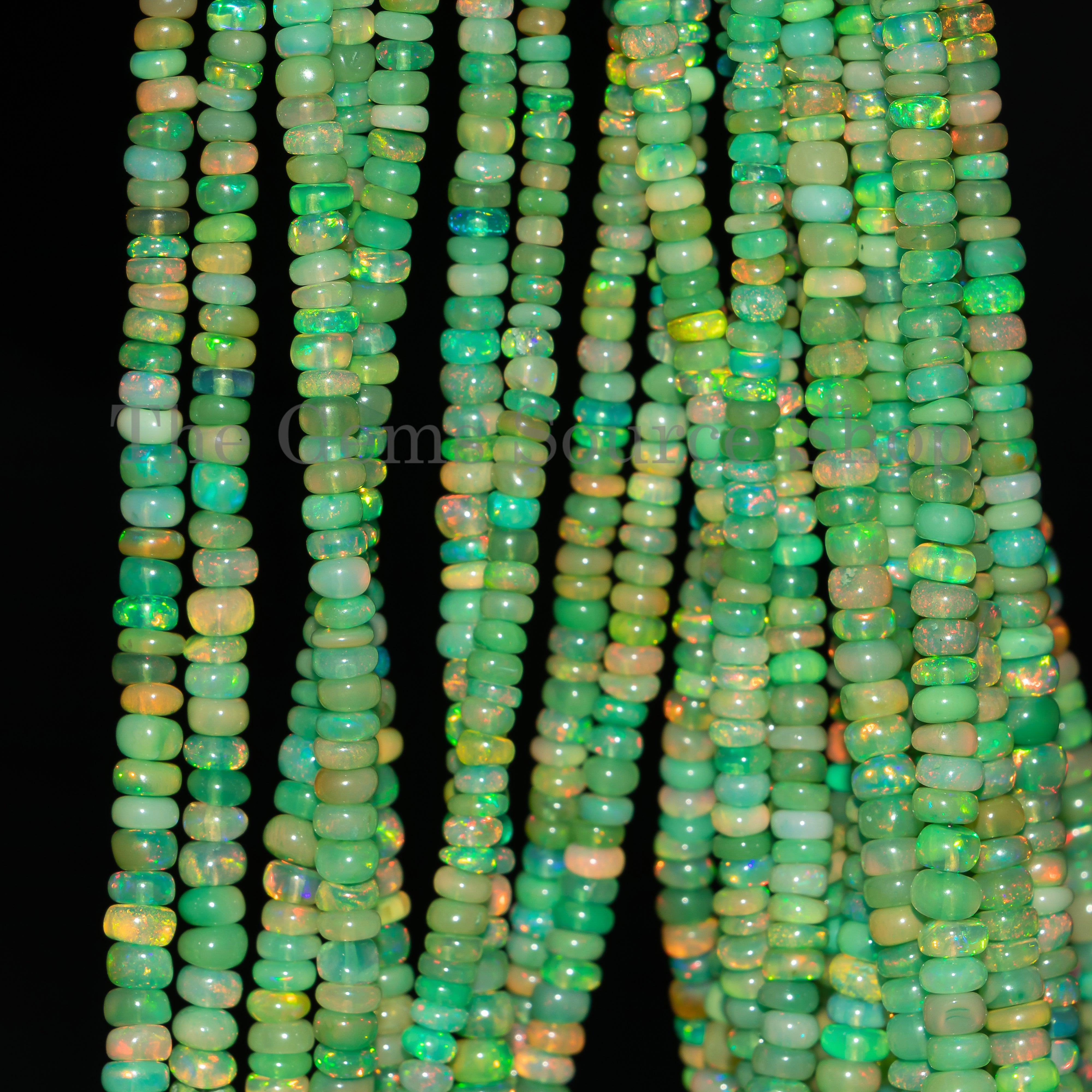 Light Green Opal Plain Gemstone 3-5 mm Rondelle Beads TGS-4652