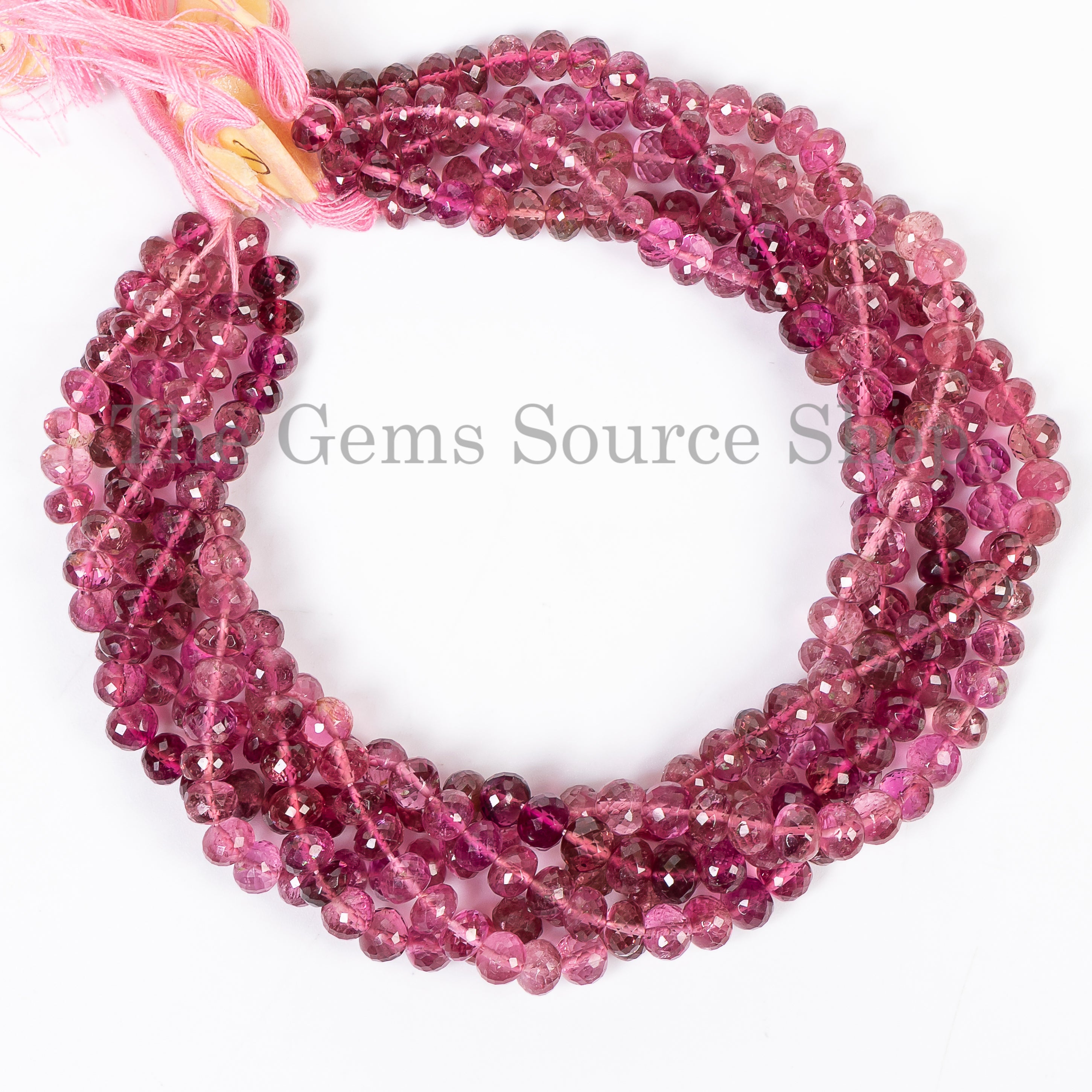 Top Quality Rubellite Faceted Rondelle Shape Gemstone Beads TGS-4874
