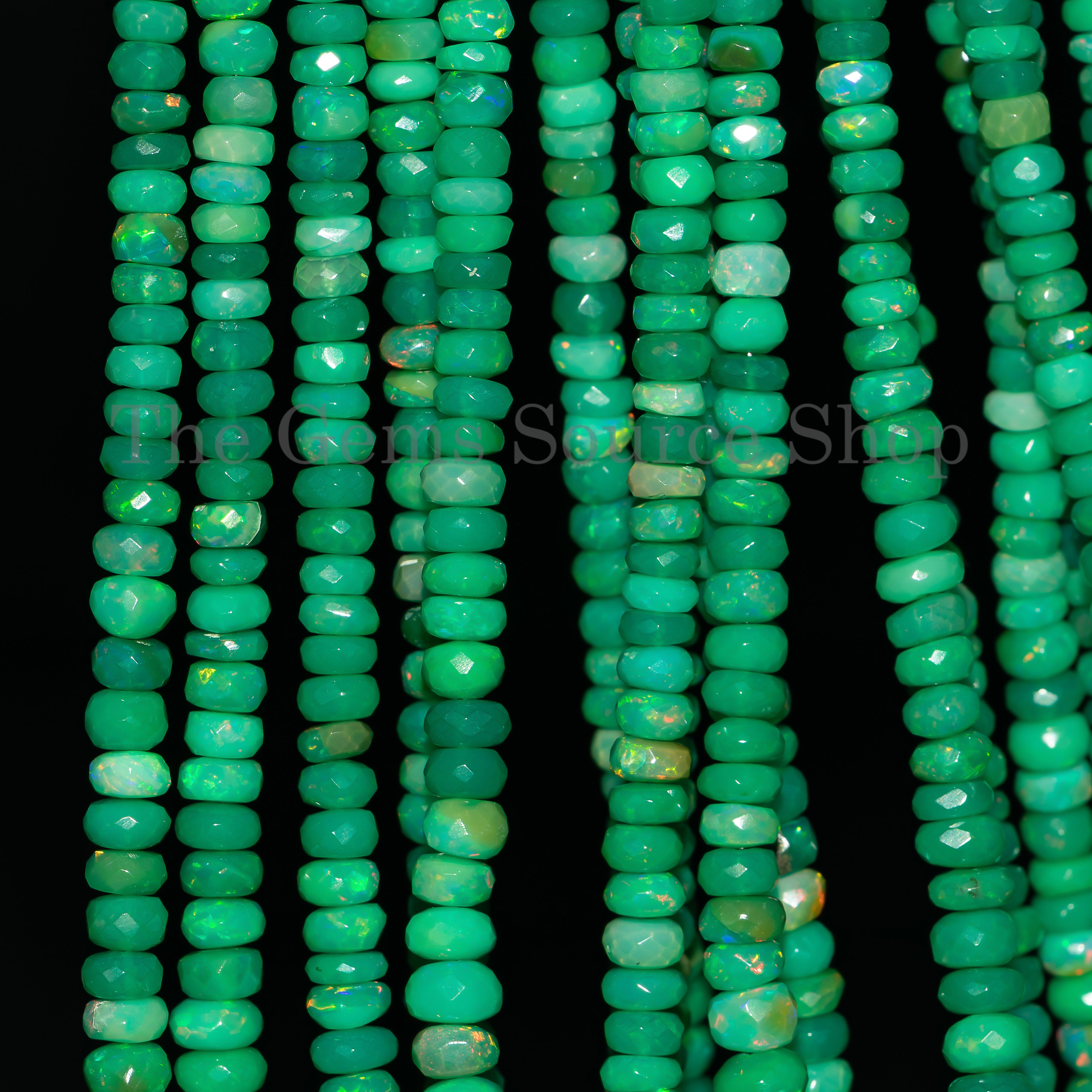 Green opal faceted rondelle shape gemstone beads TGS-4659
