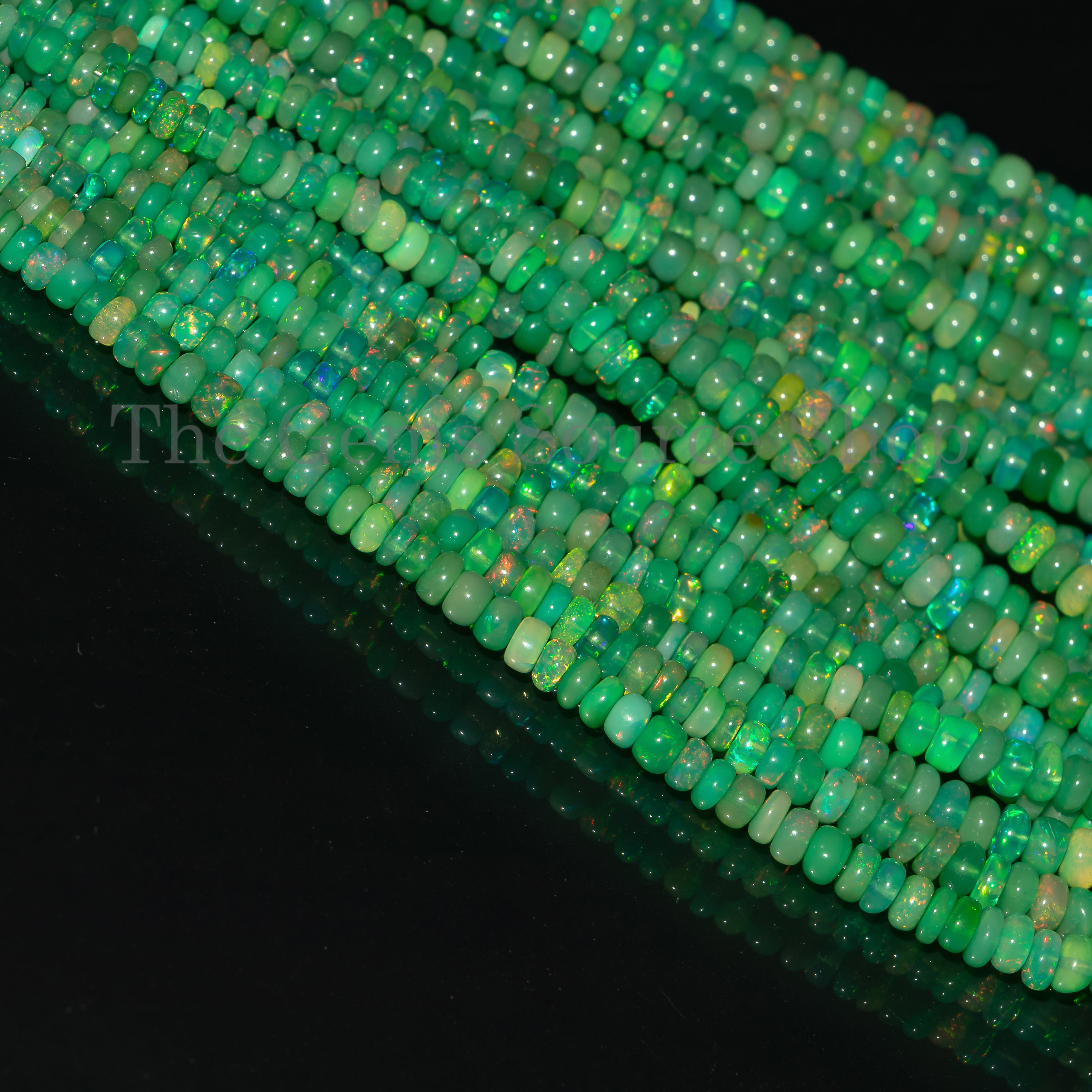 Flashy Green Opal Rondelle Gemstone 3-5.25 mm Smooth Beads TGS-4653