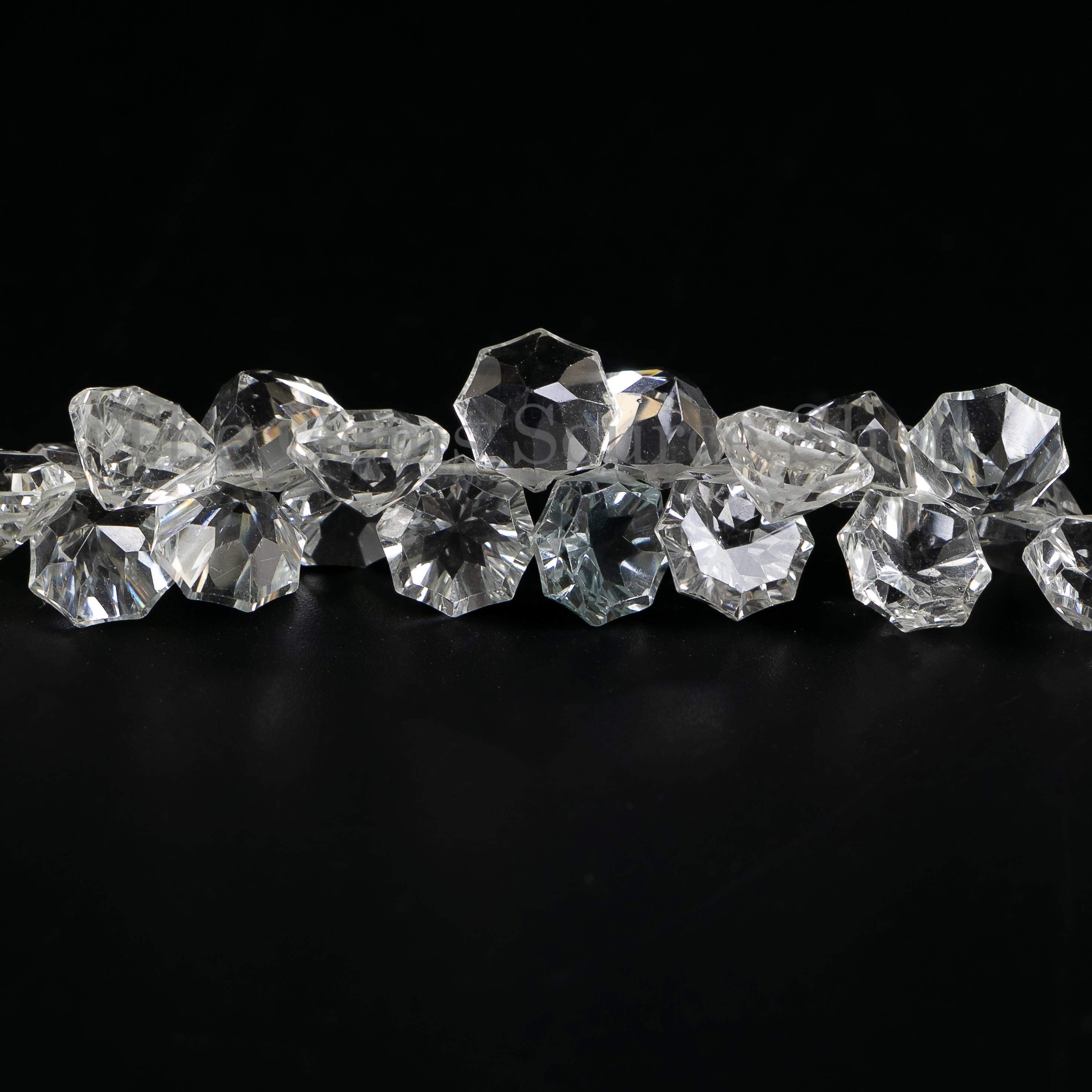 White Topaz fancy Cut Gemstone beads TGS-4870