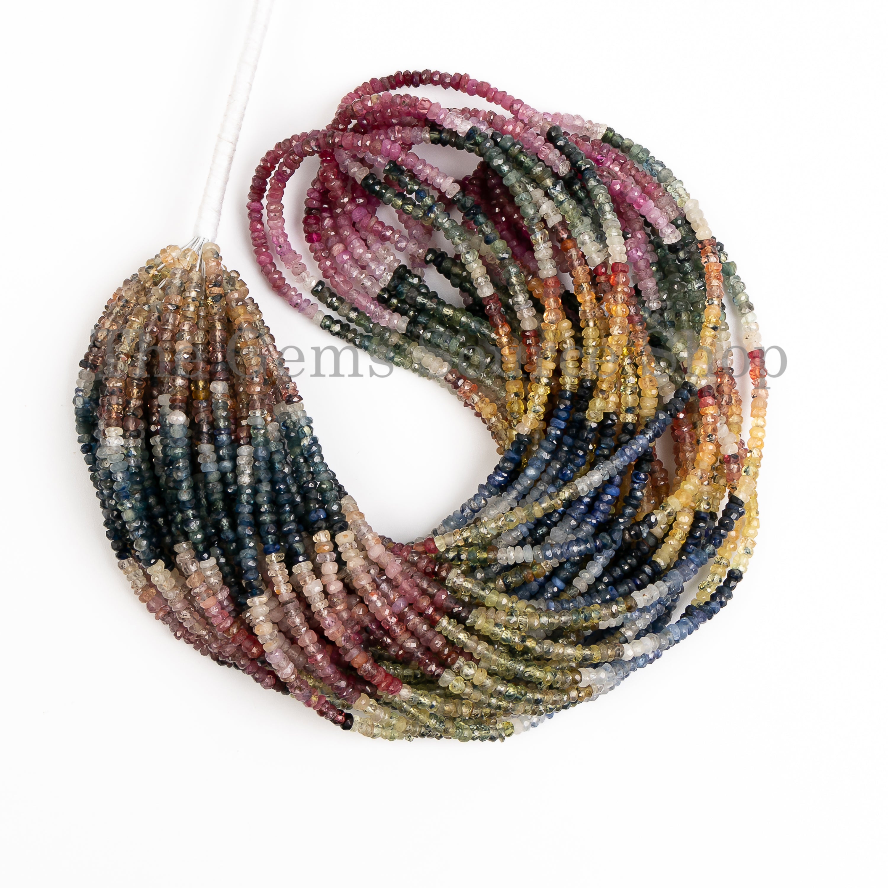 Multi Sapphire Faceted Rondelle Shape Gemstone Beads TGS-5002