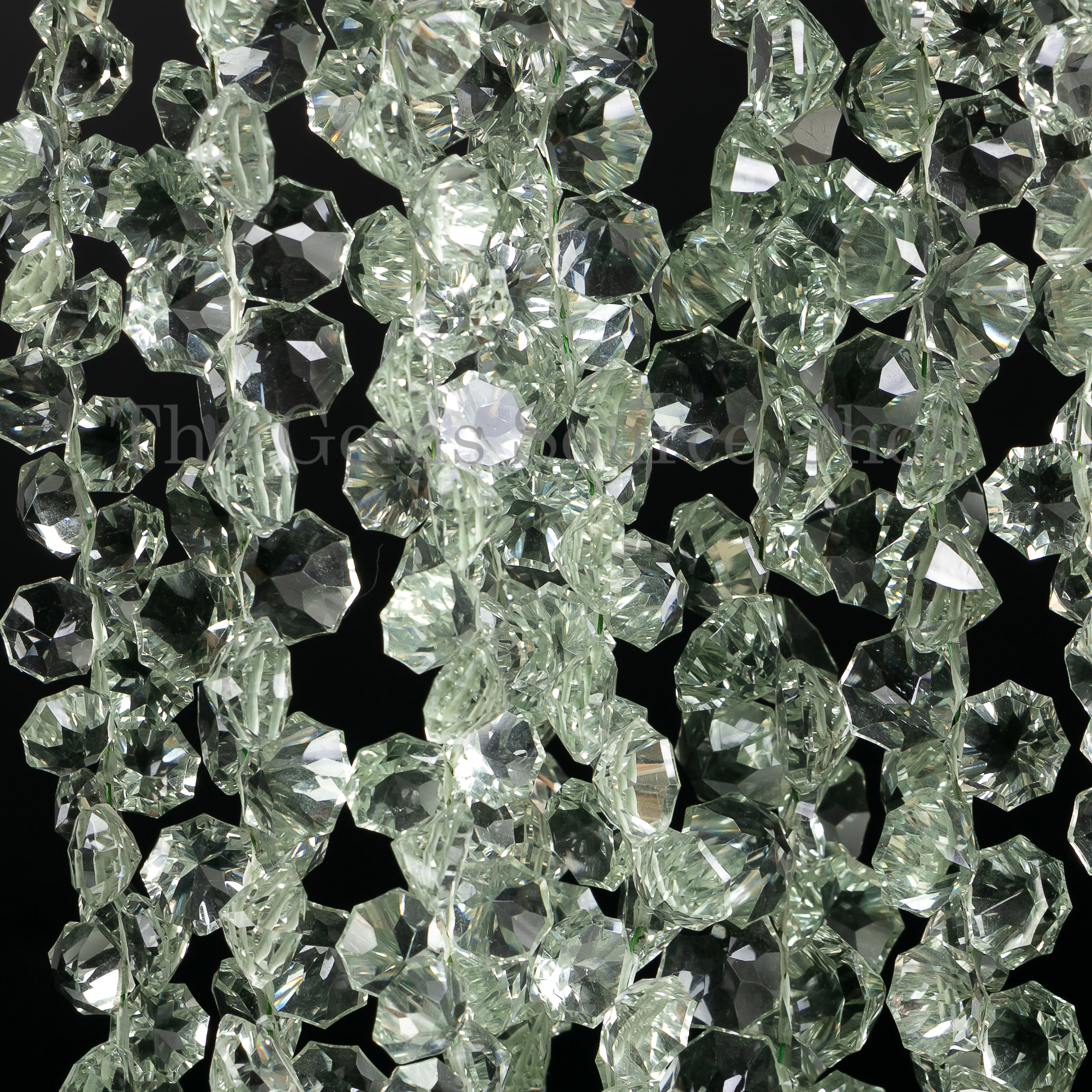 Green Amethyst  fancy Cut Gemstone Beads TGS-4872