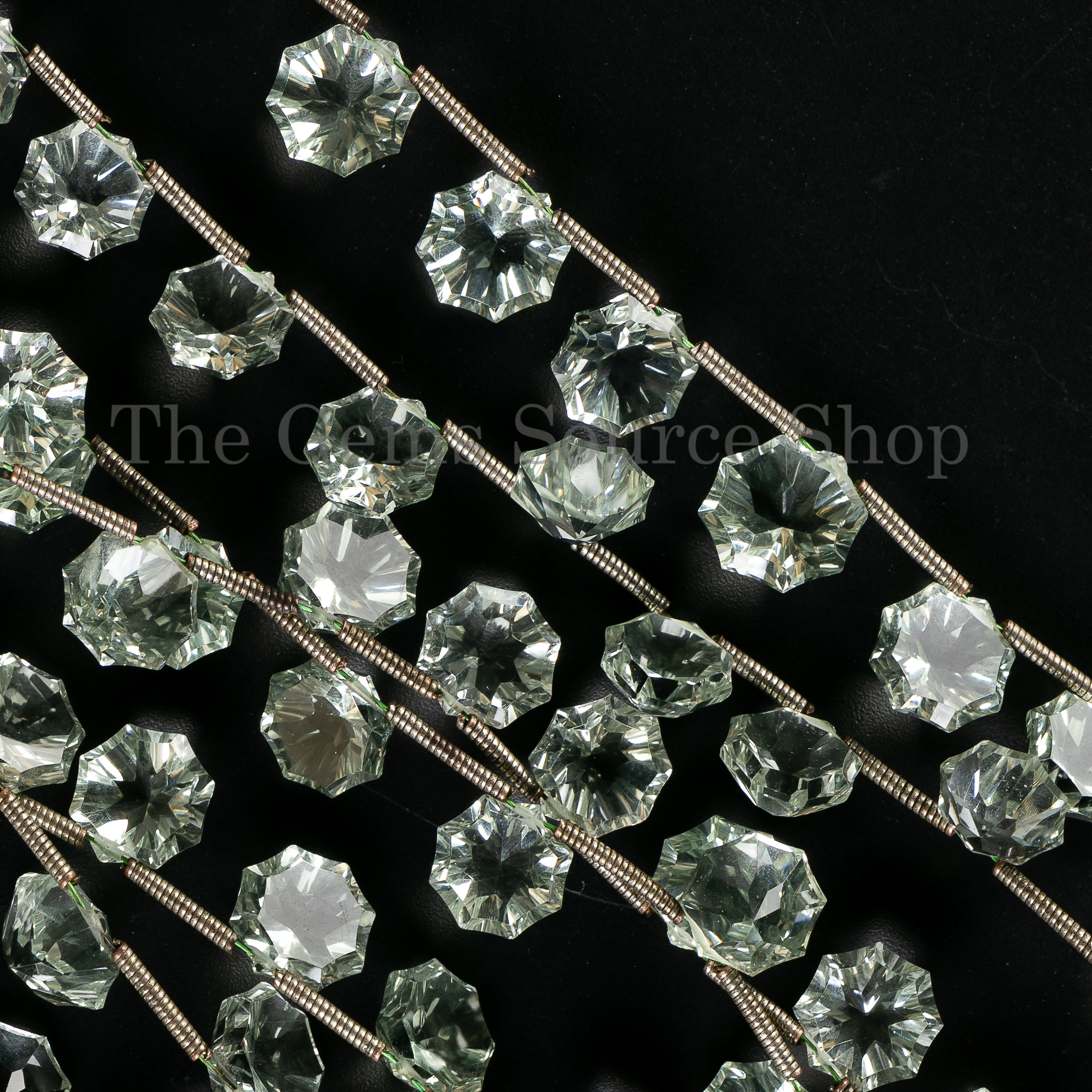 Natural Green Amethyst  fancy Cut Gemstone Beads TGS-4873