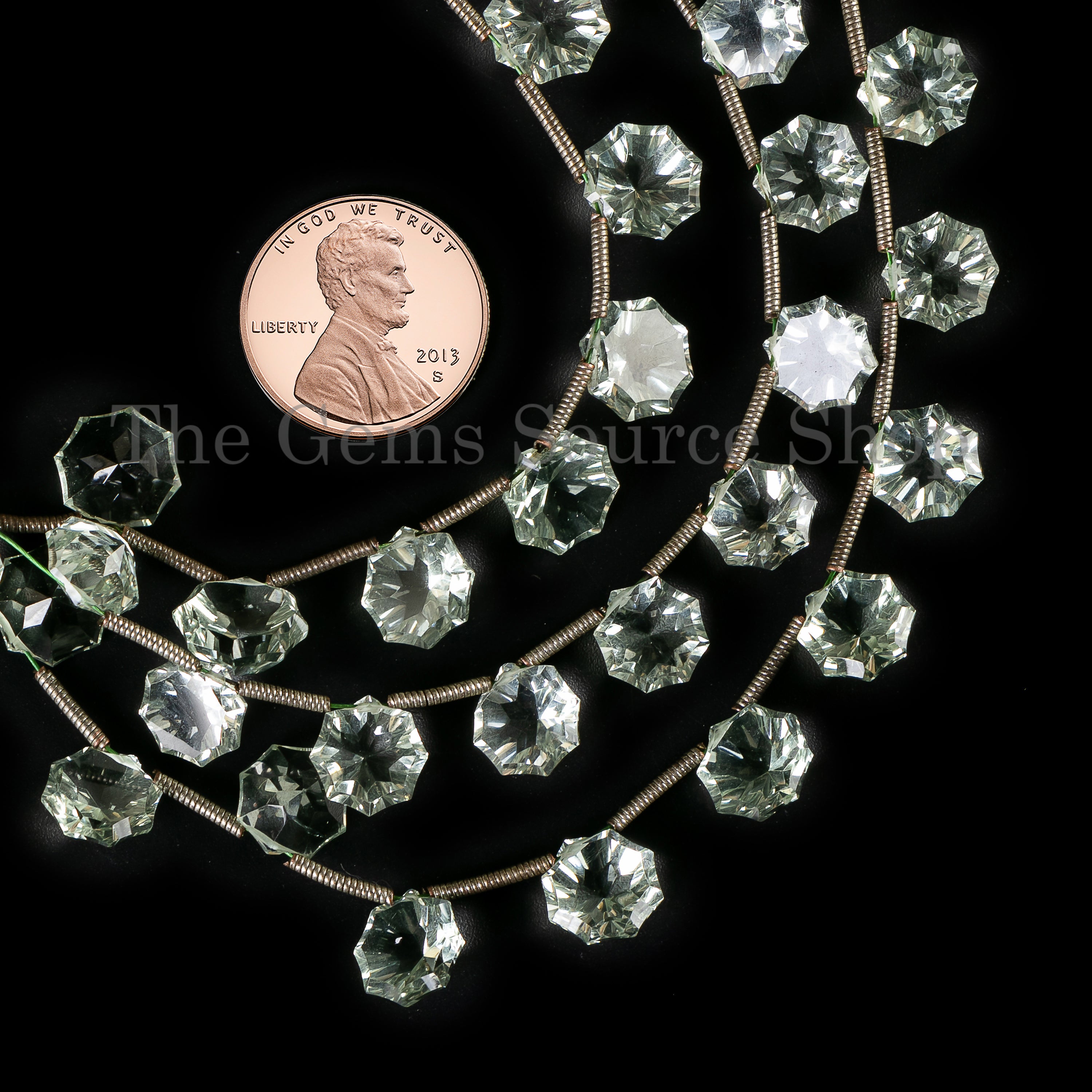 Natural Green Amethyst  fancy Cut Gemstone Beads TGS-4873