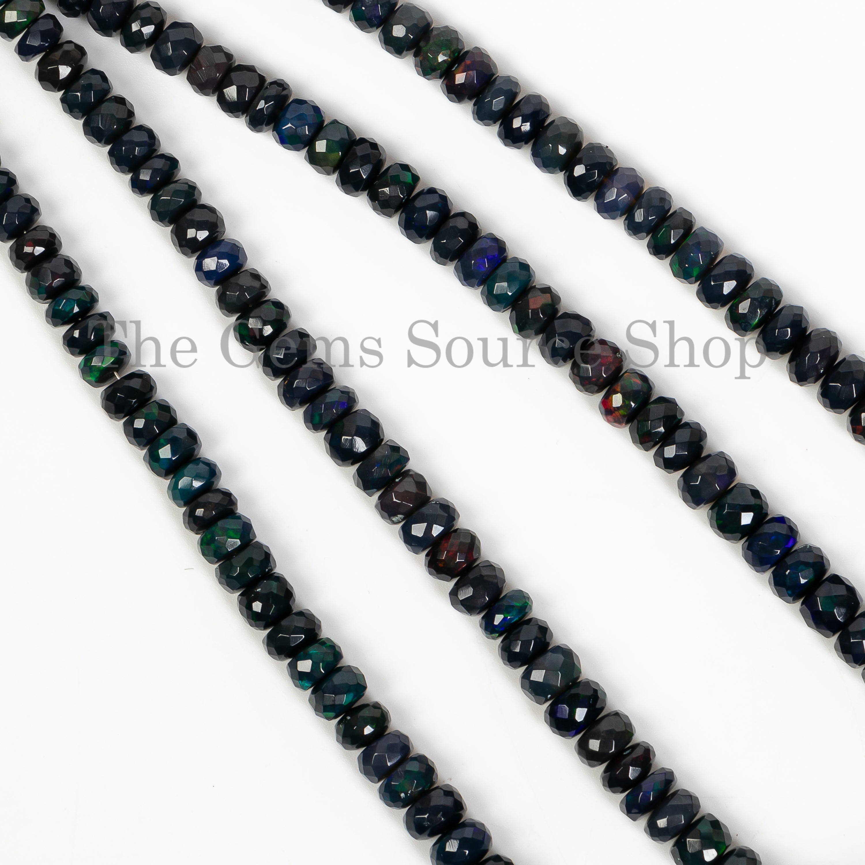 Genuine Black Ethiopian Opal Faceted Rondelle Beads TGS-4813