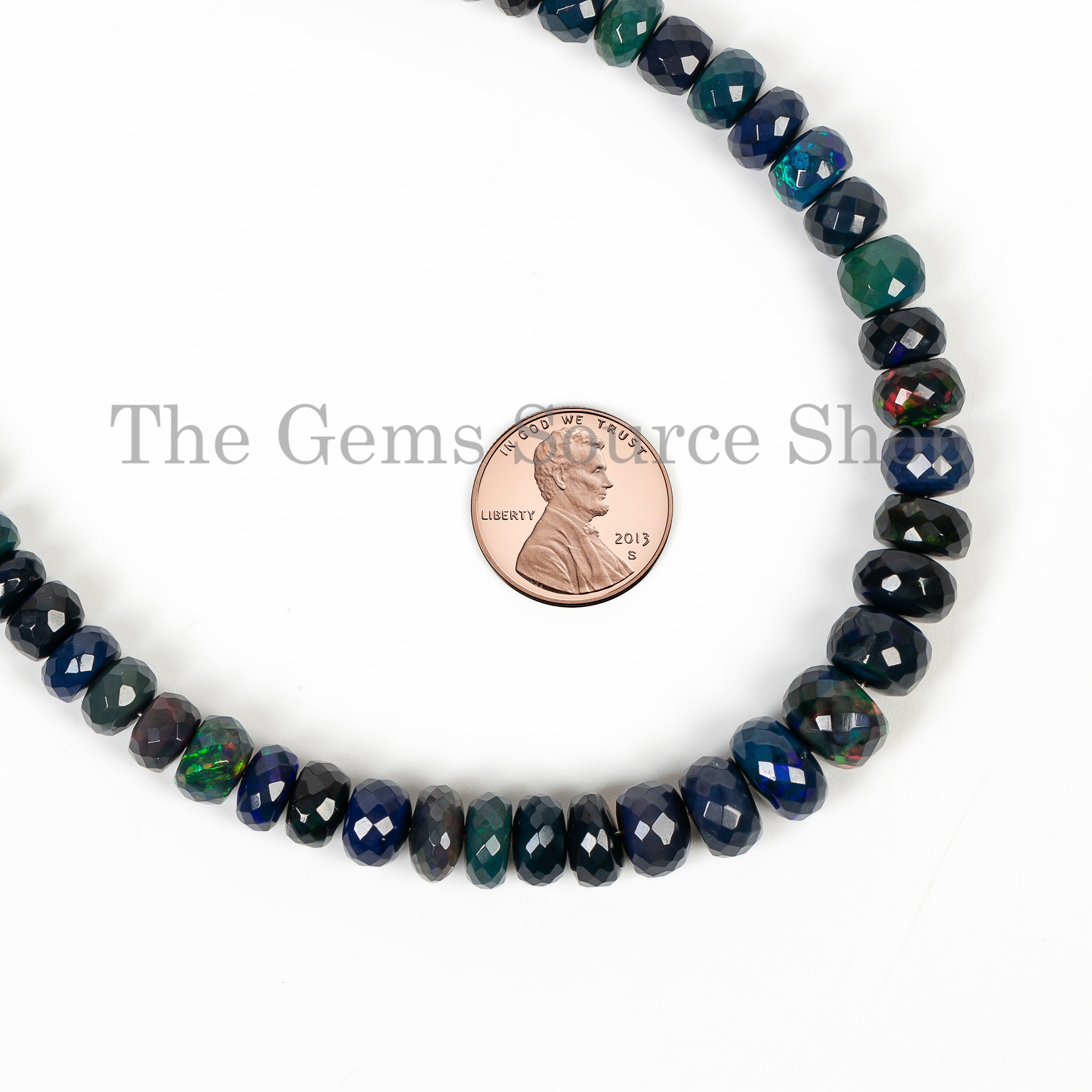 Black ethiopian opal faceted rondelle beads TGS-4814