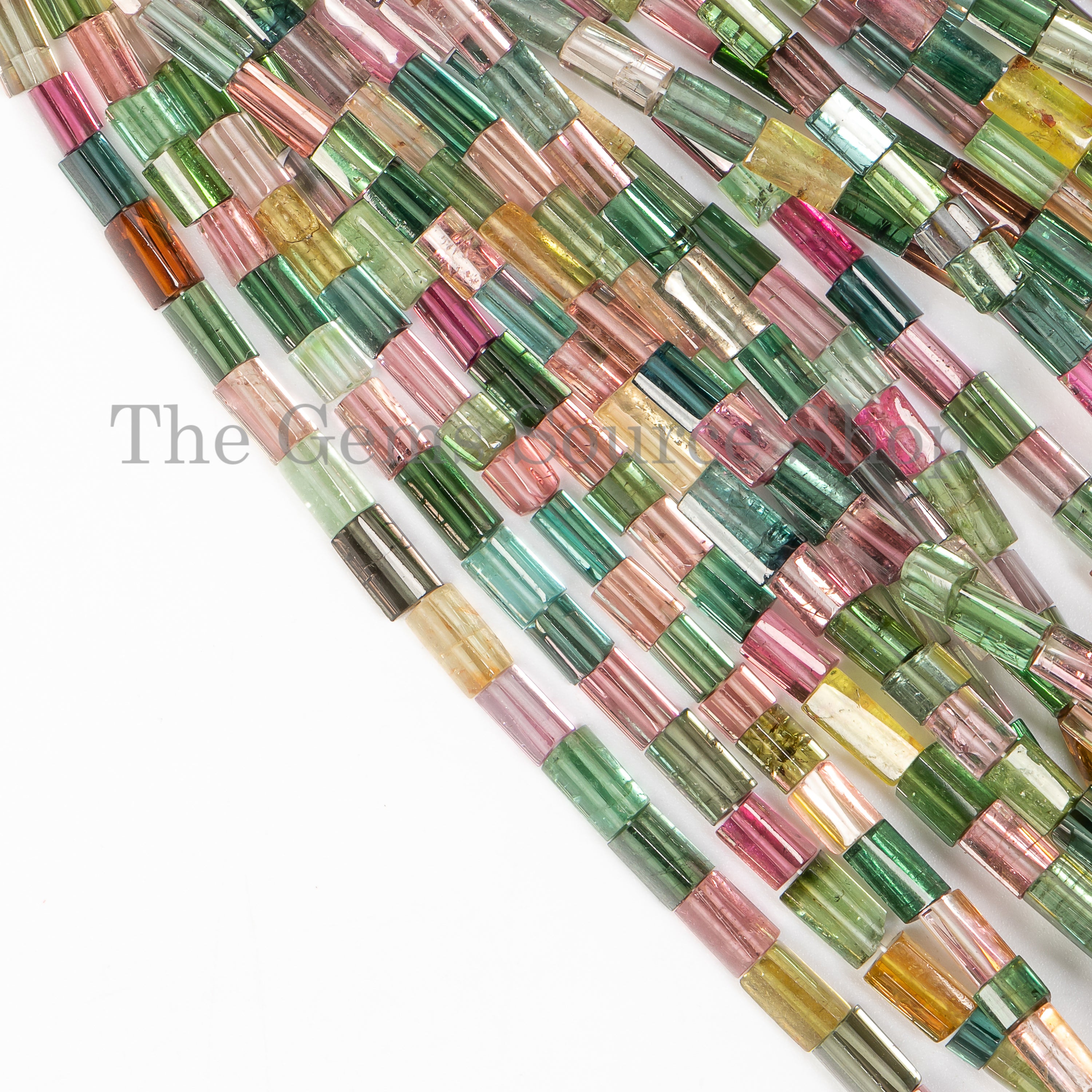 Natural Multi tourmaline faceted tubes beads TGS-4862