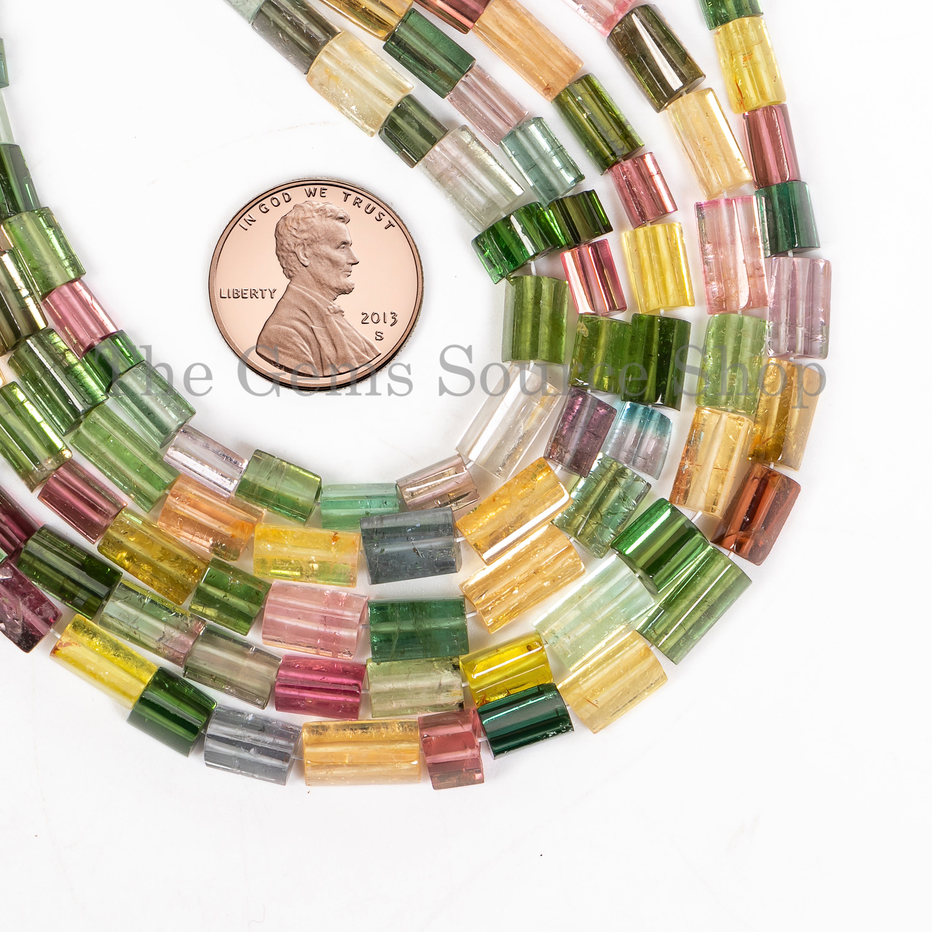 Natural Multi tourmaline faceted tubes beads TGS-4862