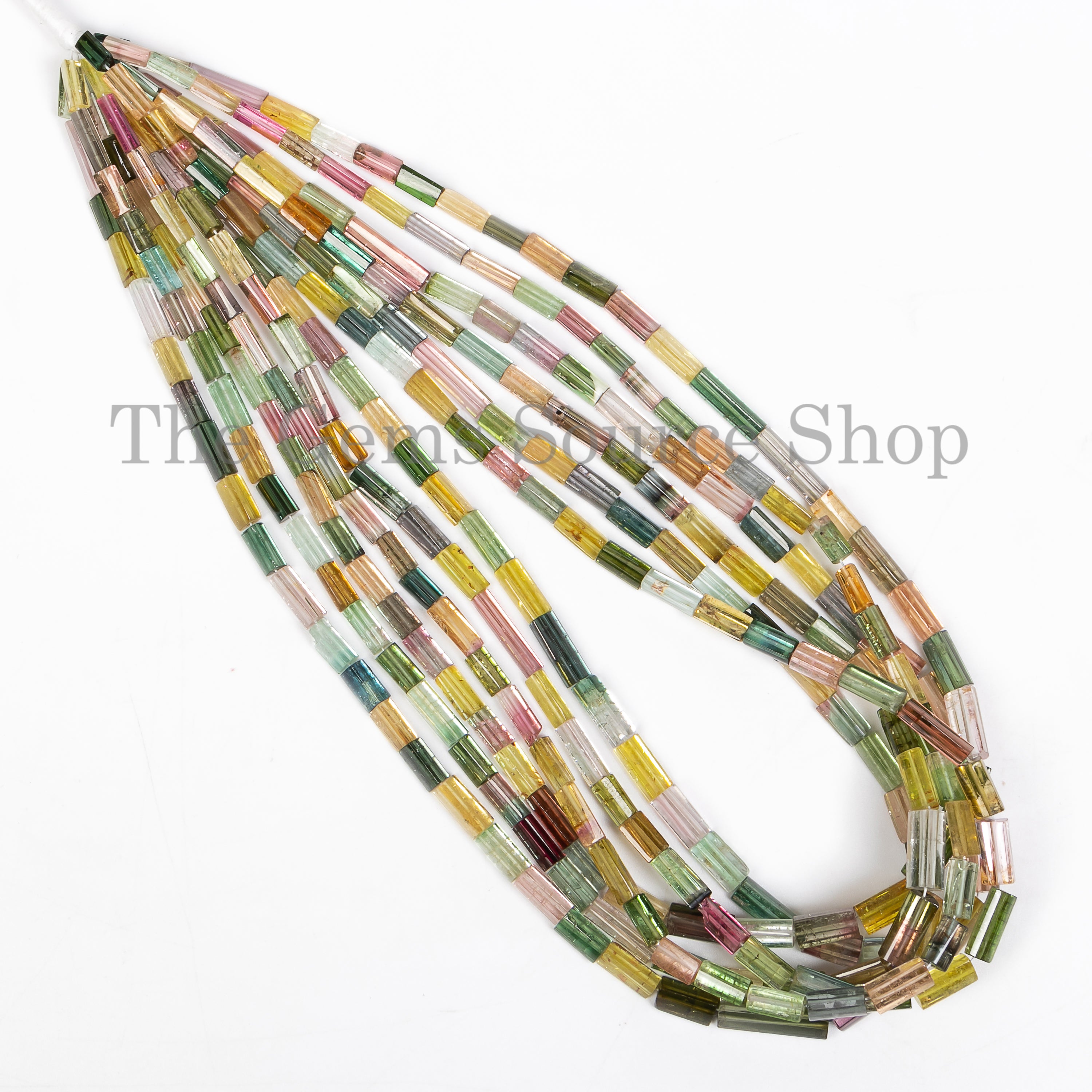 Natural Multi tourmaline faceted Tubes Beads TGS-4863