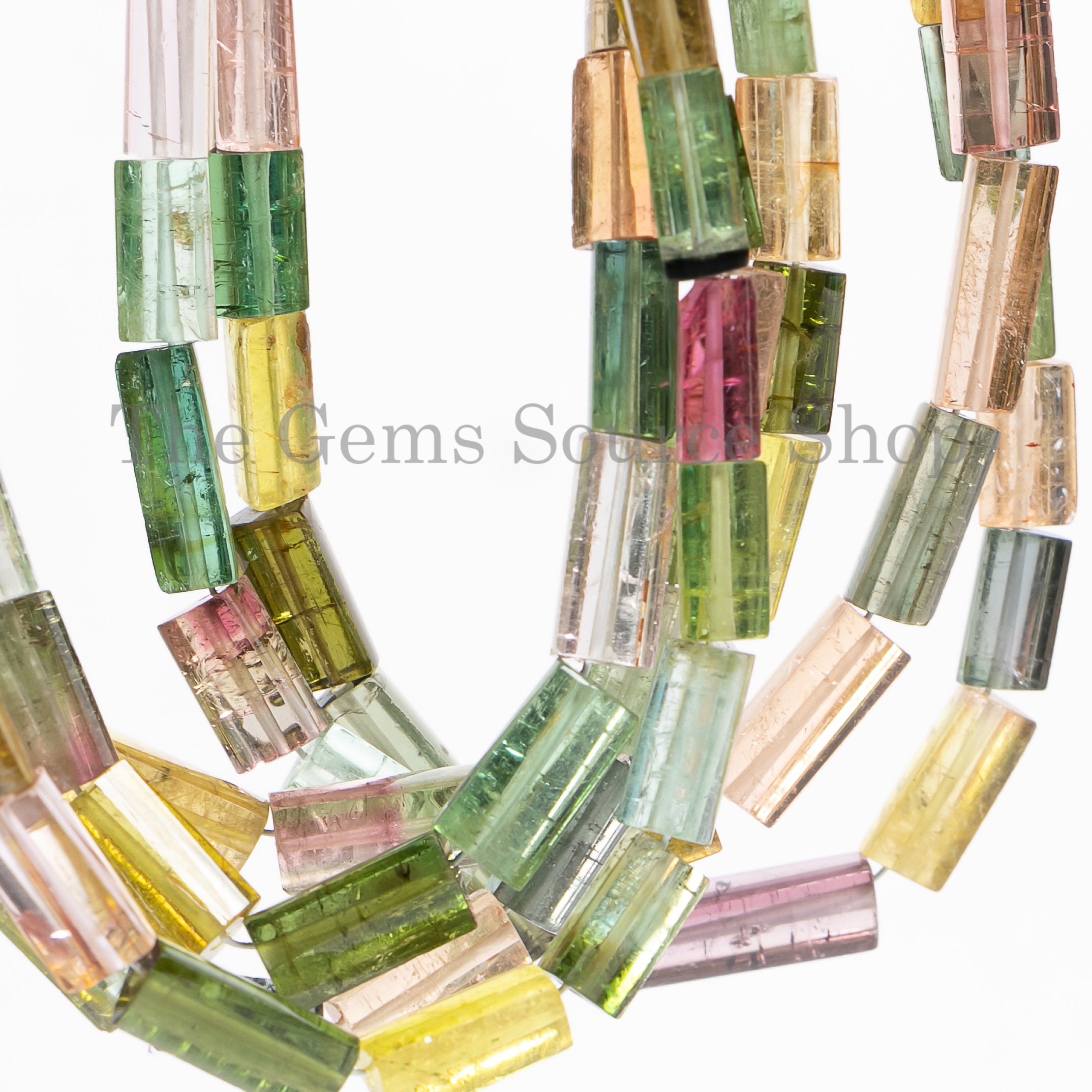 Natural Multi tourmaline faceted Tubes Beads TGS-4863