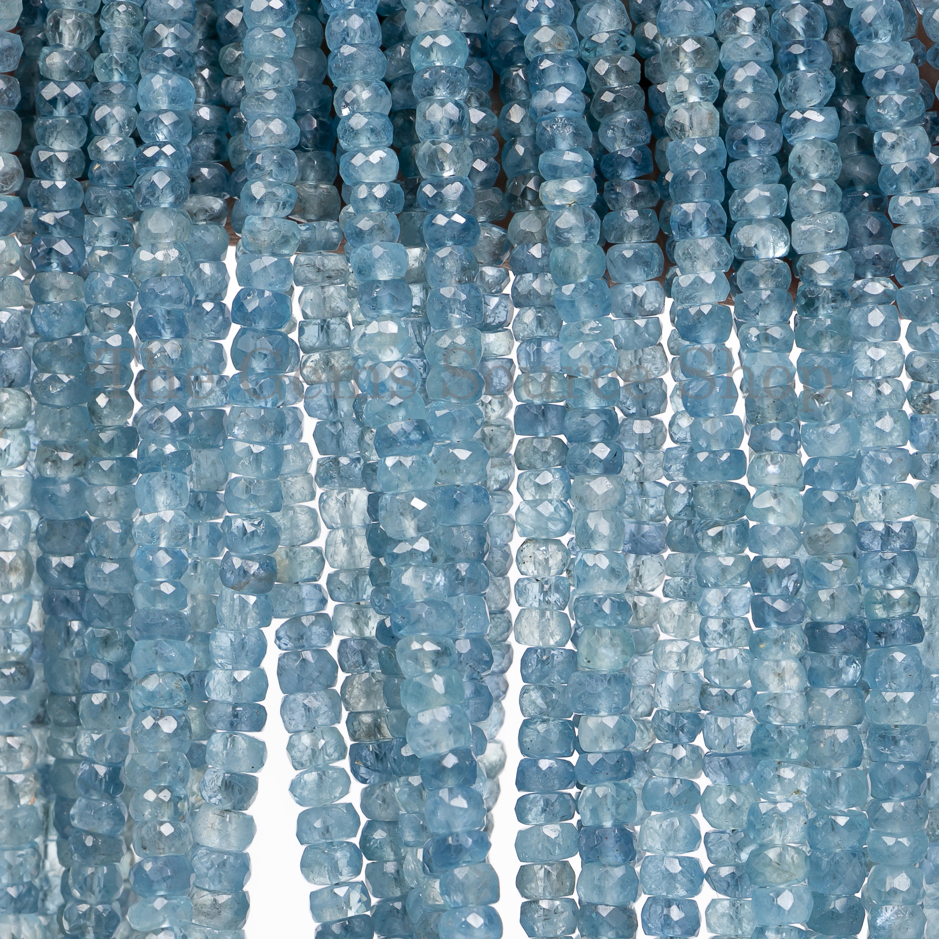 Santa Maria Aquamarine Faceted Rondelle Beads TGS-4859