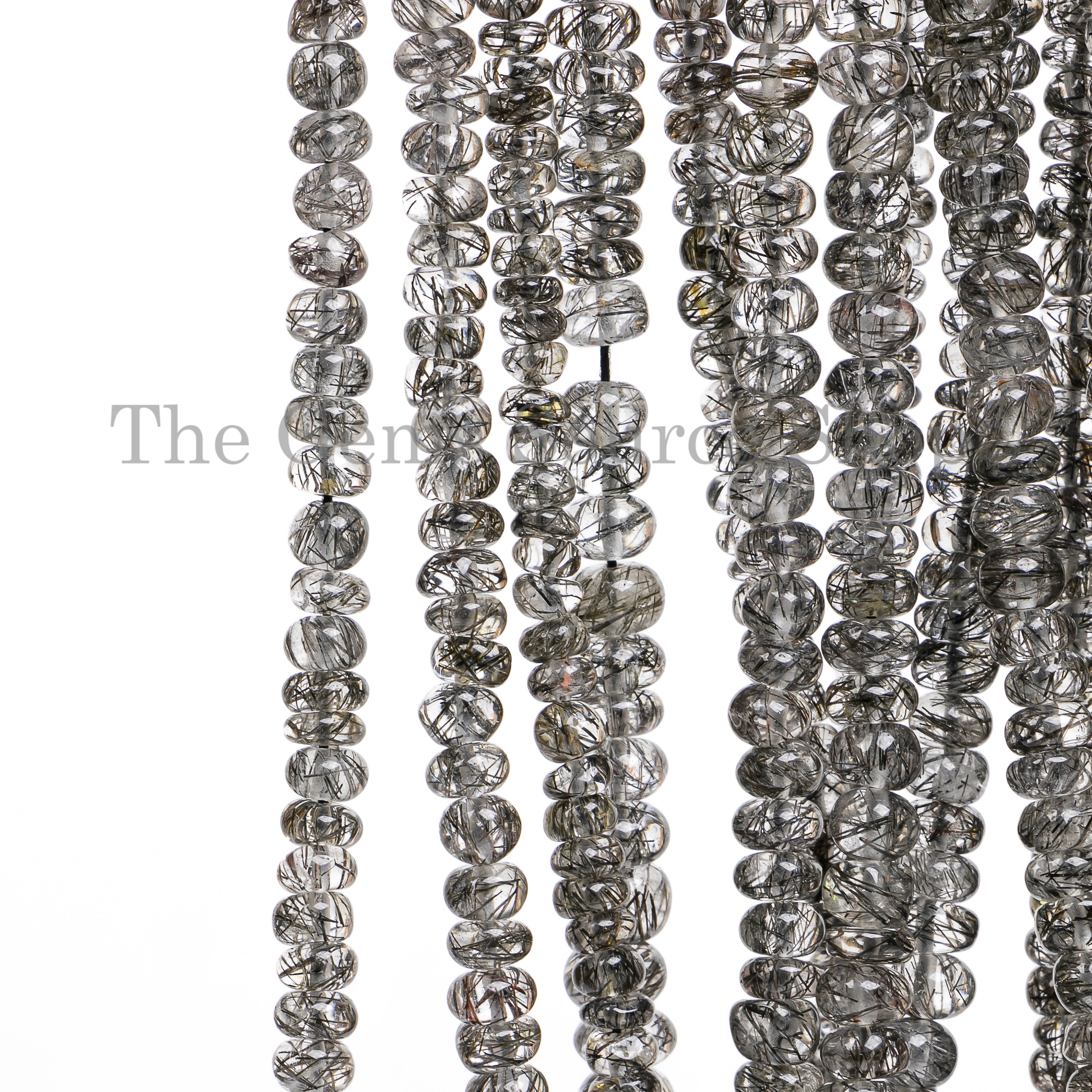 Black Rutile Smooth Rondelle Shape Gemstone Beads TGS-4879