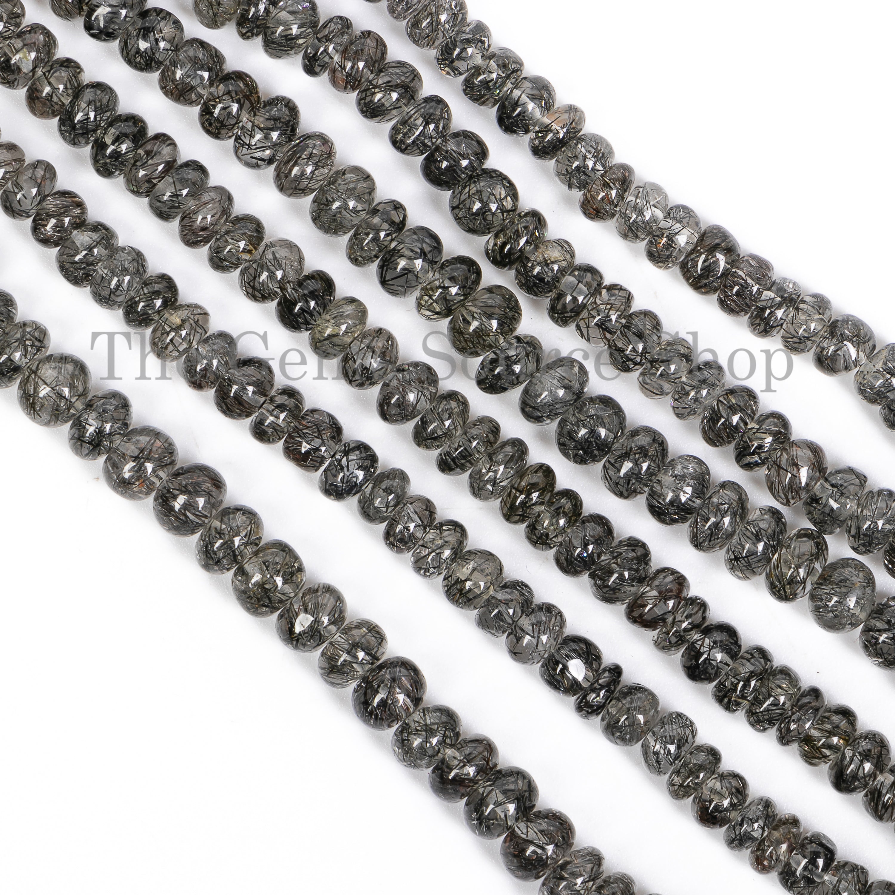 5-5.50mm Natural Black Rutile Smooth Rondelle Beads TGS-4880
