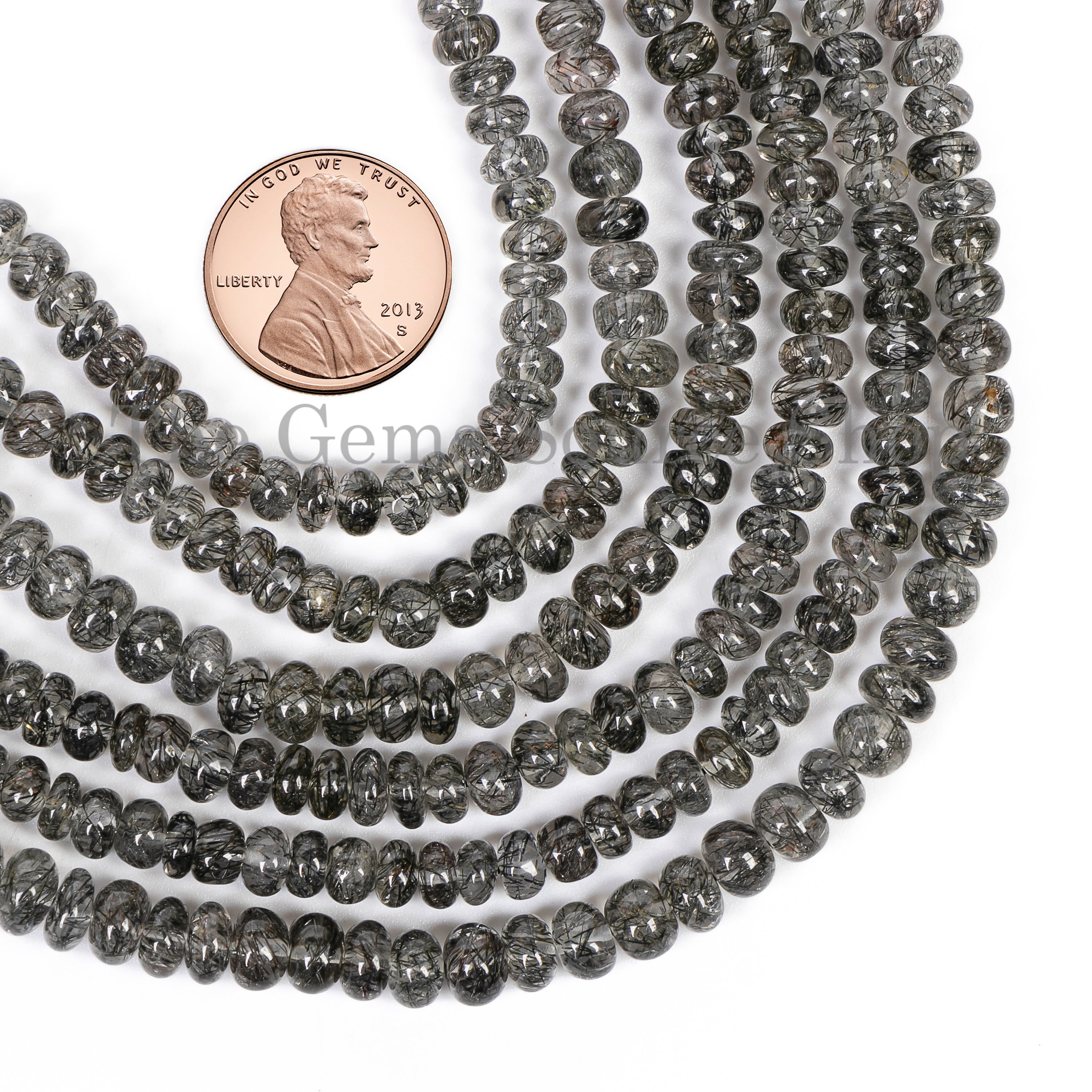 5-5.50mm Natural Black Rutile Smooth Rondelle Beads TGS-4880