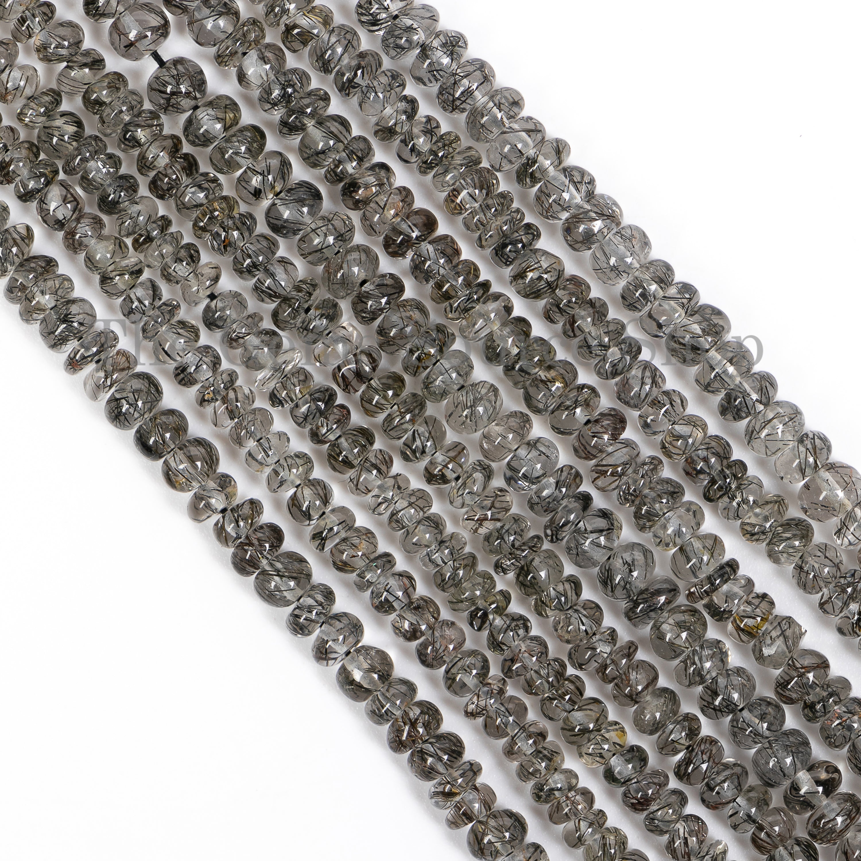Black Rutile Smooth Rondelle Shape Gemstone Beads TGS-4884