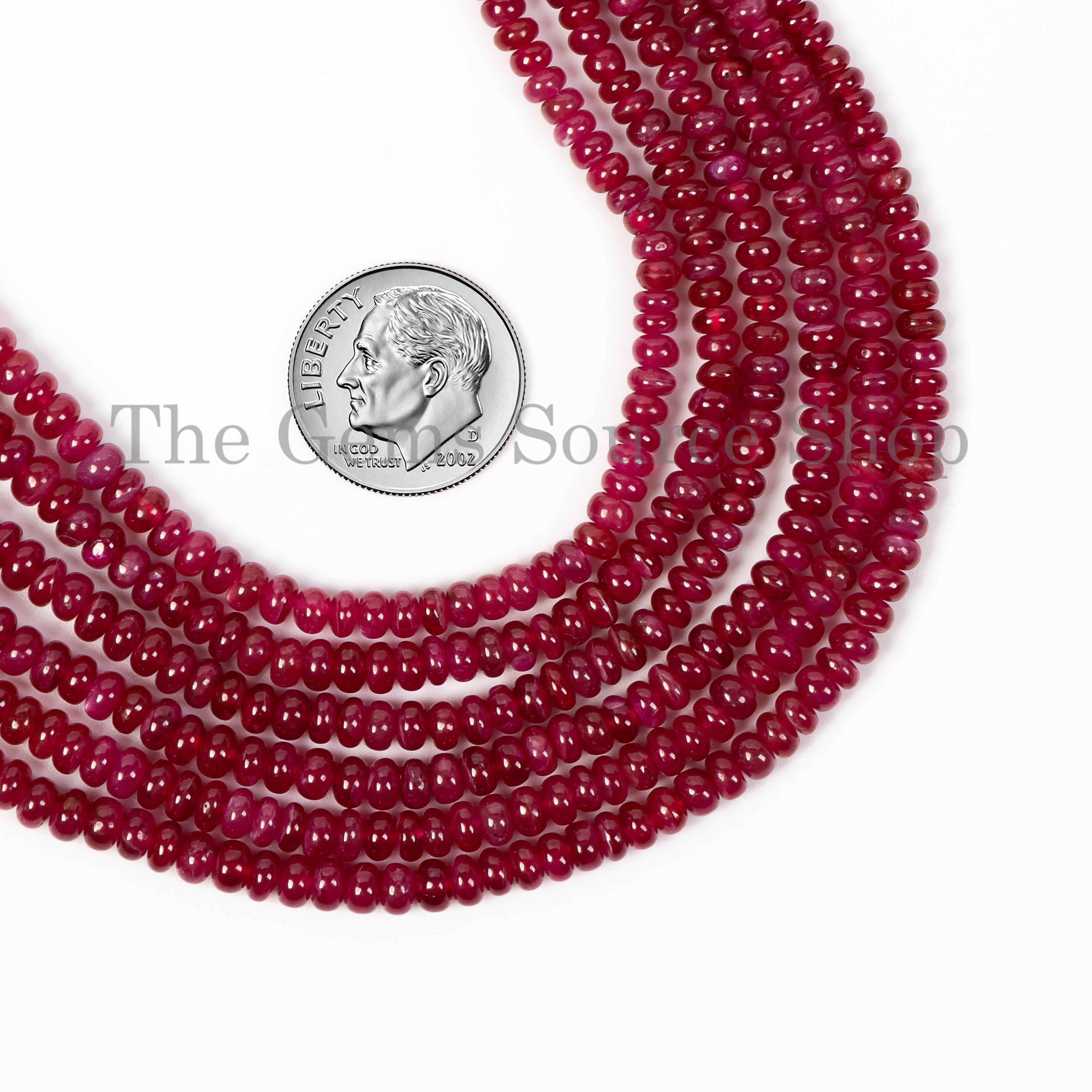 New Arrivals! Natural Ruby Smooth Rondelle Beads, Loose Ruby Strand, Beads For Jewelry TGS-5058