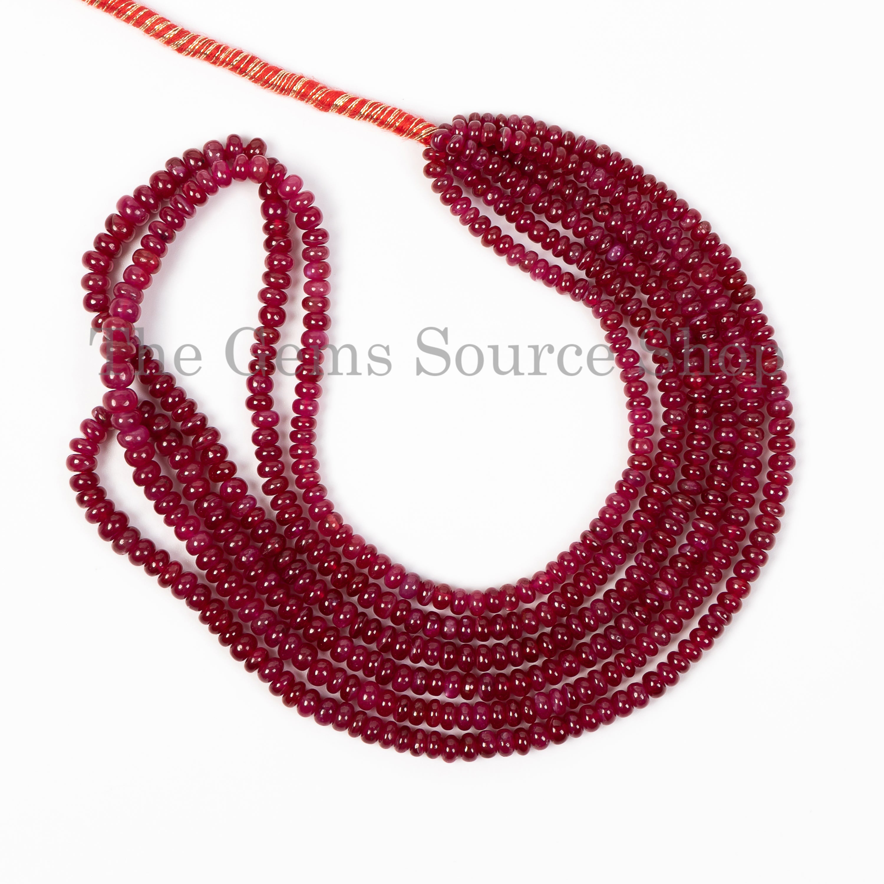 New Arrivals! Natural Ruby Smooth Rondelle Beads, Loose Ruby Strand, Beads For Jewelry TGS-5058