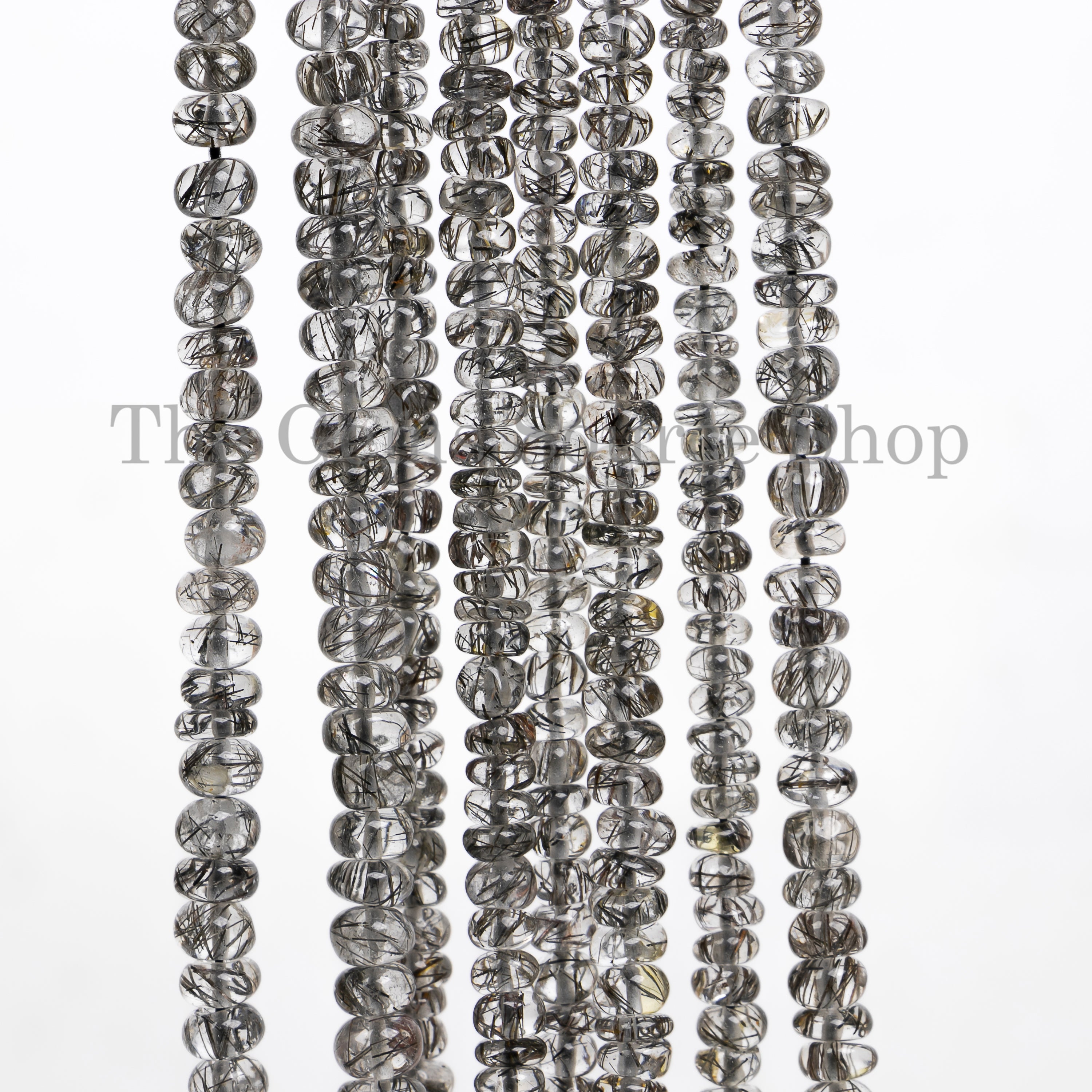 Black Rutile Smooth Rondelle Shape Gemstone Beads TGS-4884