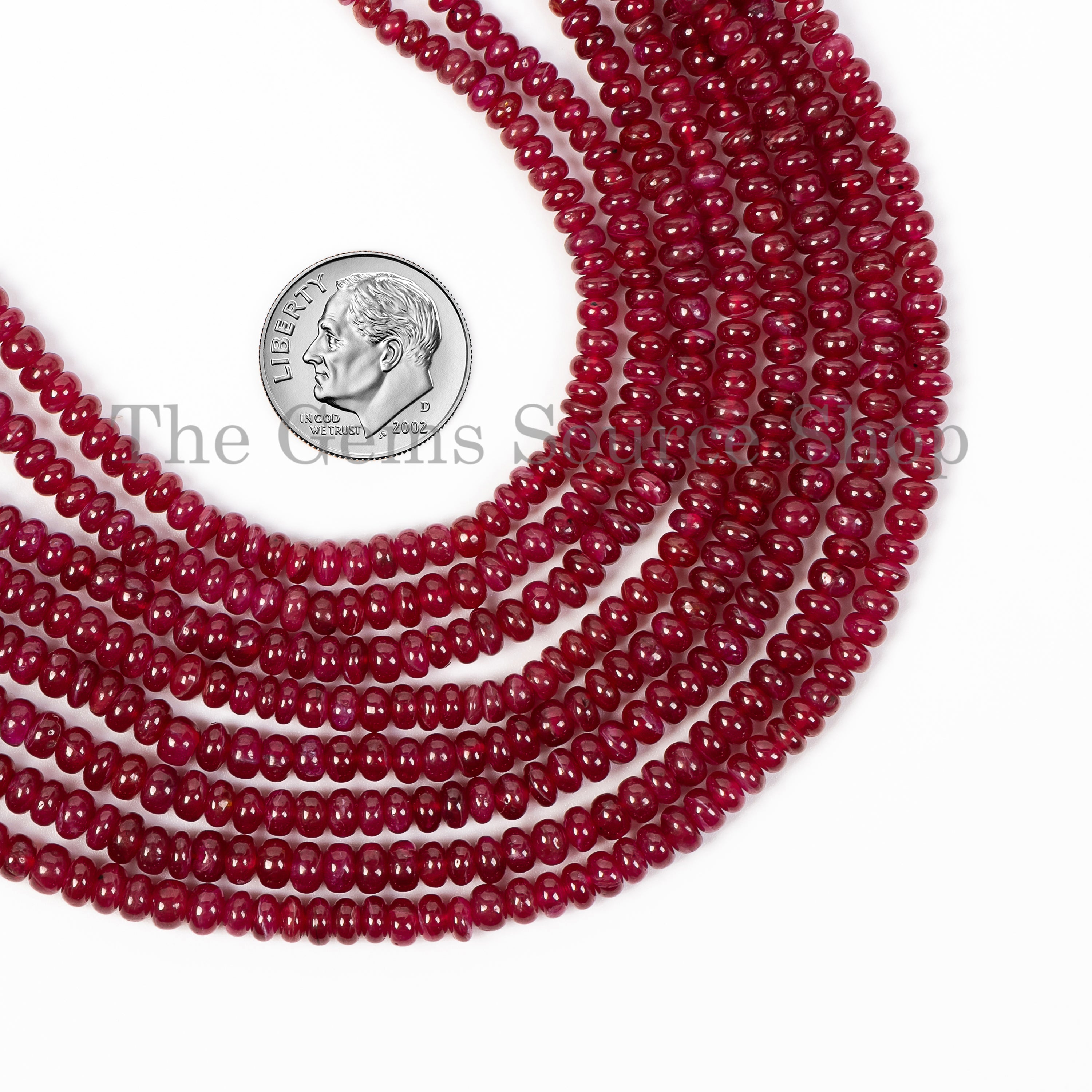 AAA Quality Natural Ruby Beads, Ruby Smooth Rondelle Beads, Plain Ruby Beads TGS-5057
