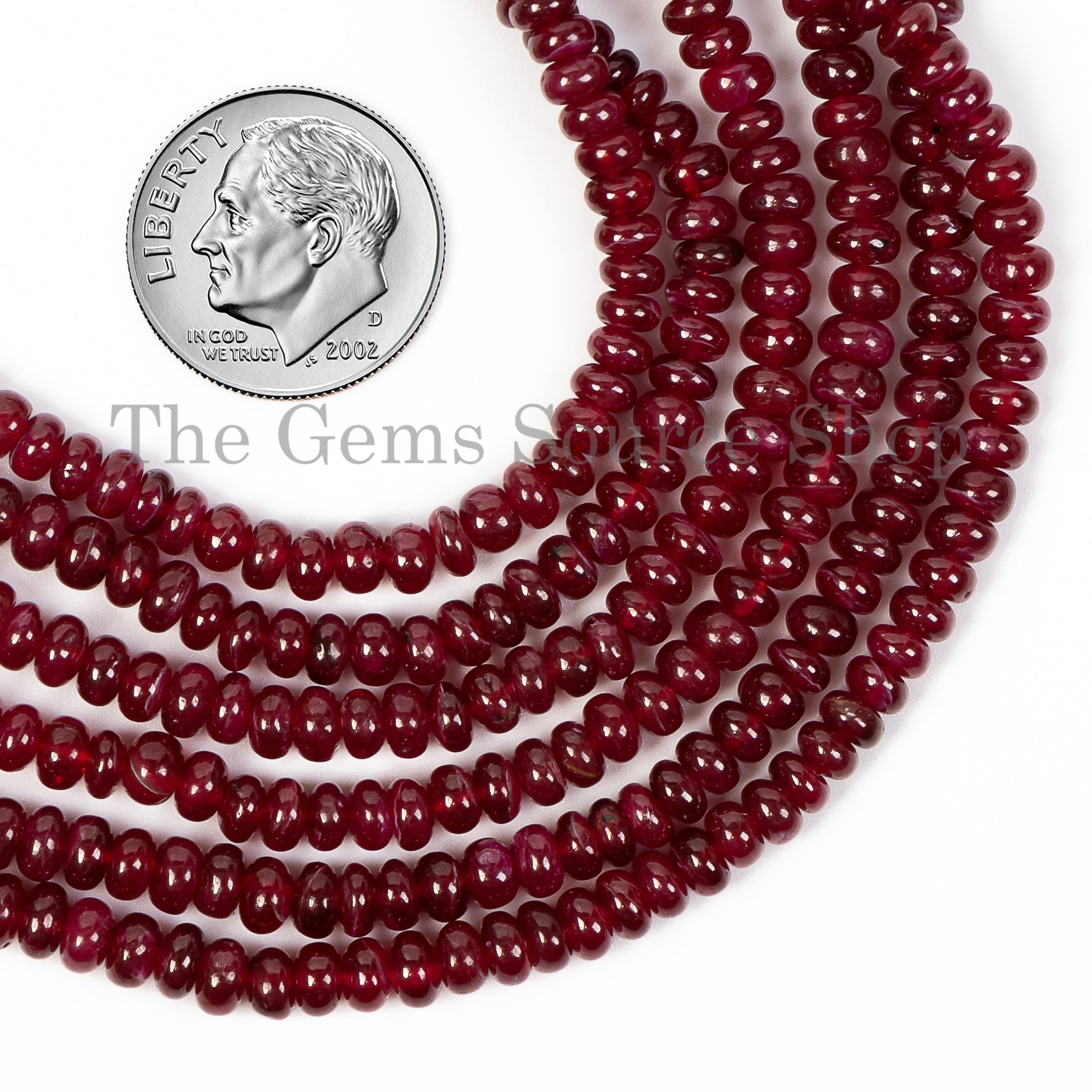 3.50-5 mm Natural Ruby Beads, Ruby Smooth Rondelle Beads, Loose Ruby Plain Beads, TGS-5056