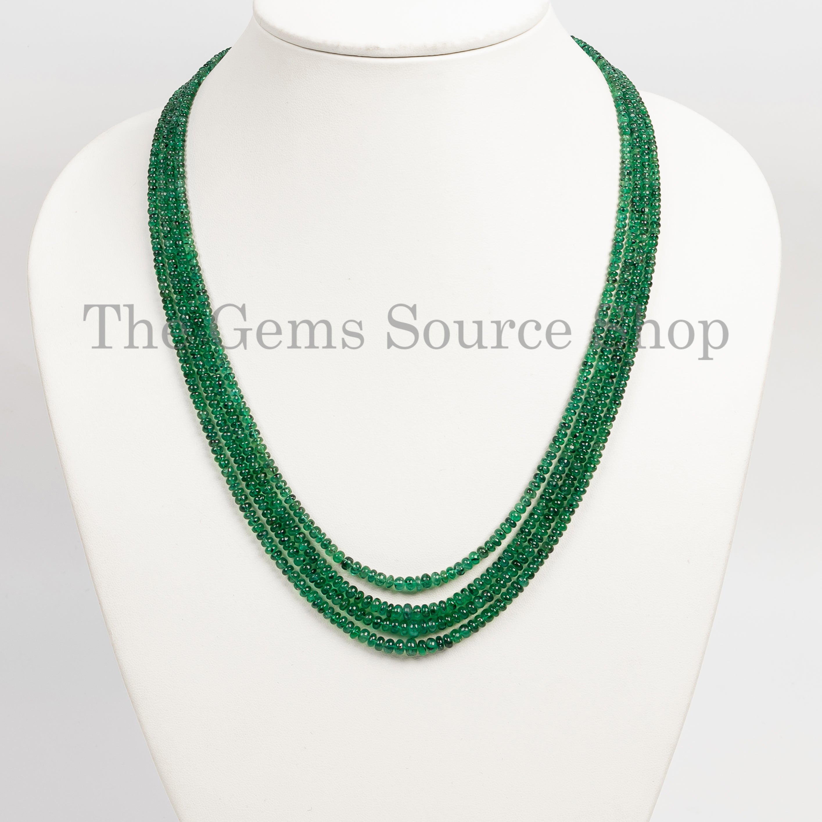Natural Emerald Necklace, Emerald Smooth Rondelle Necklace, Gemstone Jewelry, TGS-5035