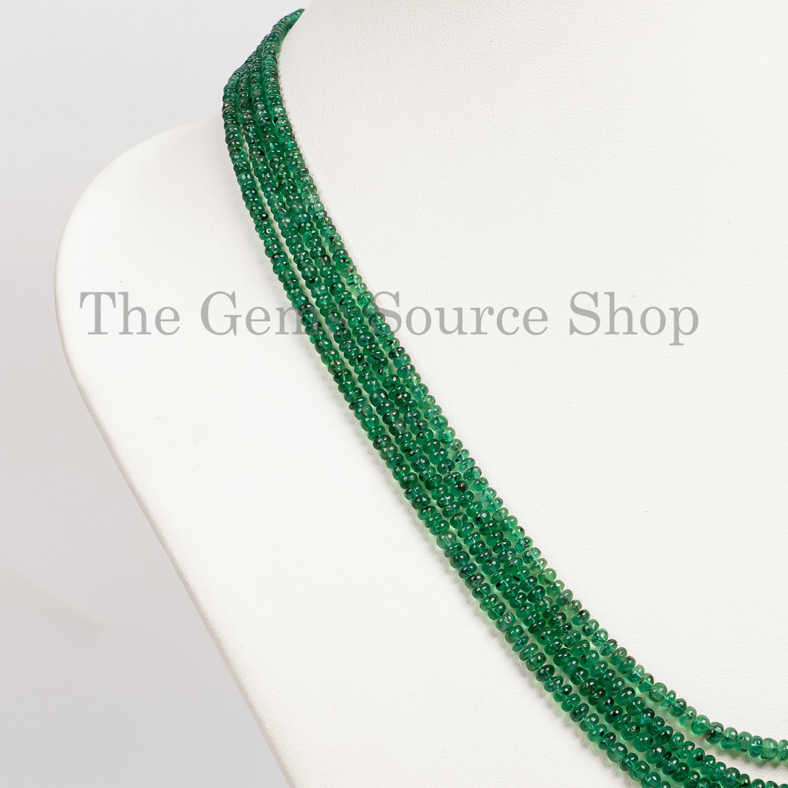 Natural Emerald Necklace, Emerald Smooth Rondelle Necklace, Gemstone Jewelry, TGS-5035