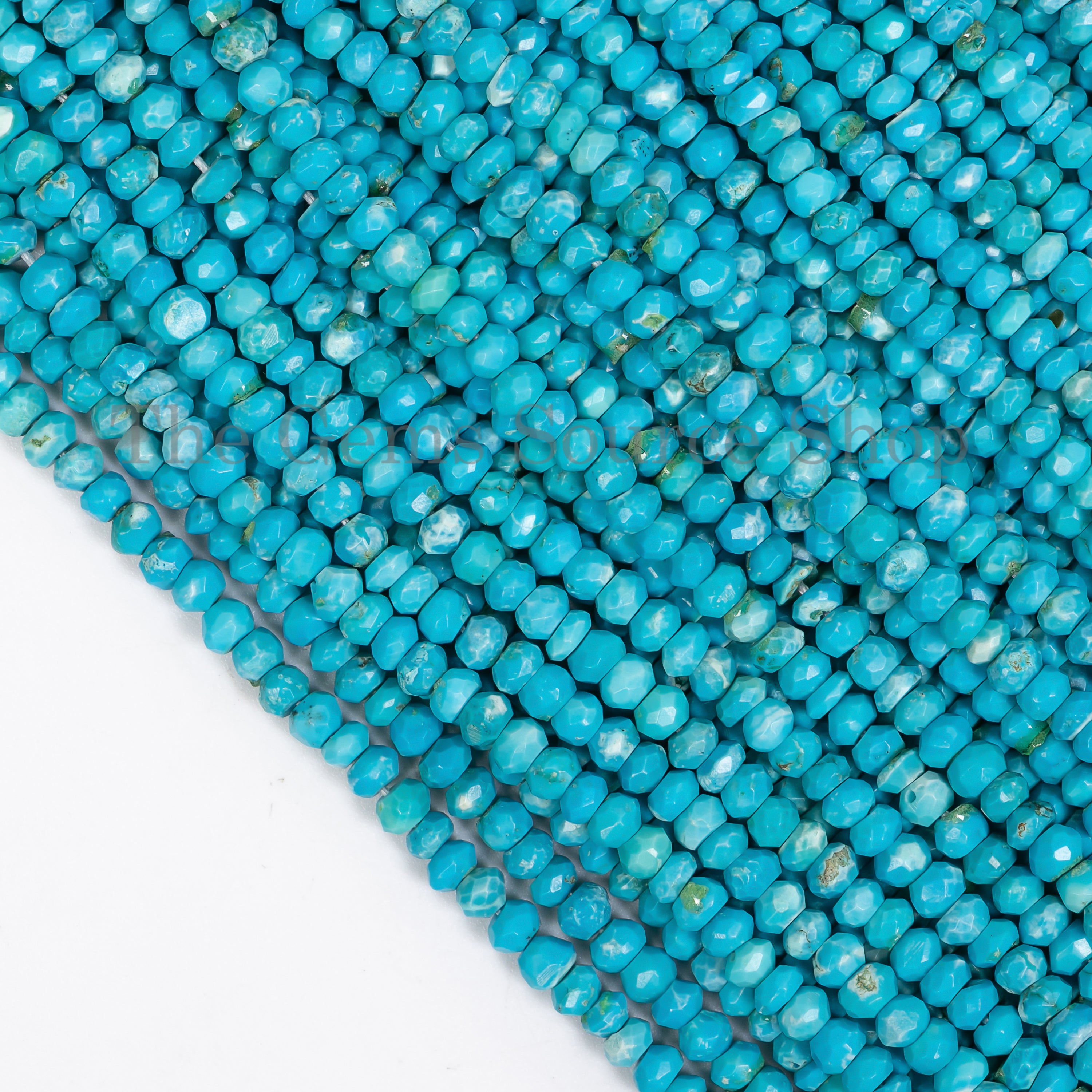 3.50-4mm Turquoise Faceted Rondelle Shape Beads TGS-4883