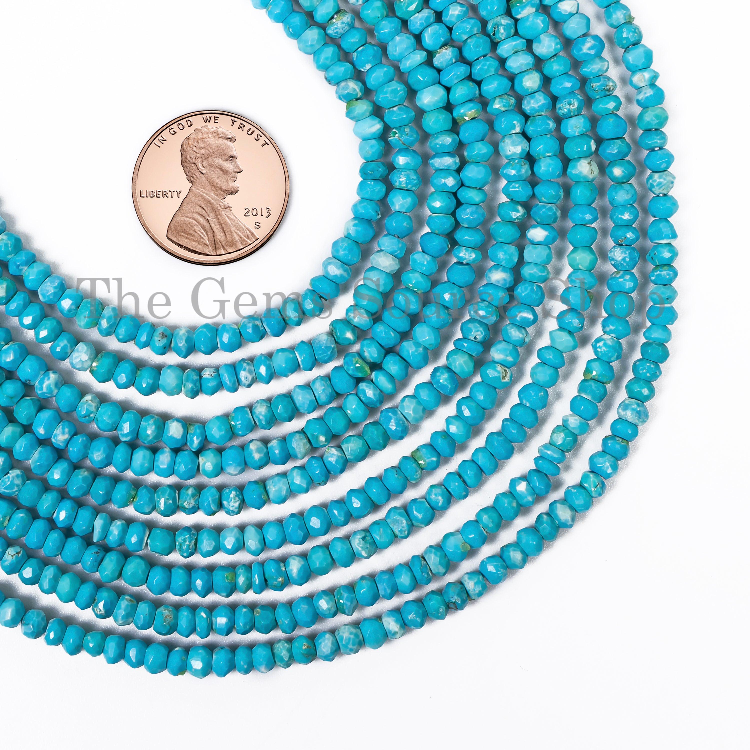 3.50-4mm Turquoise Faceted Rondelle Shape Beads TGS-4883