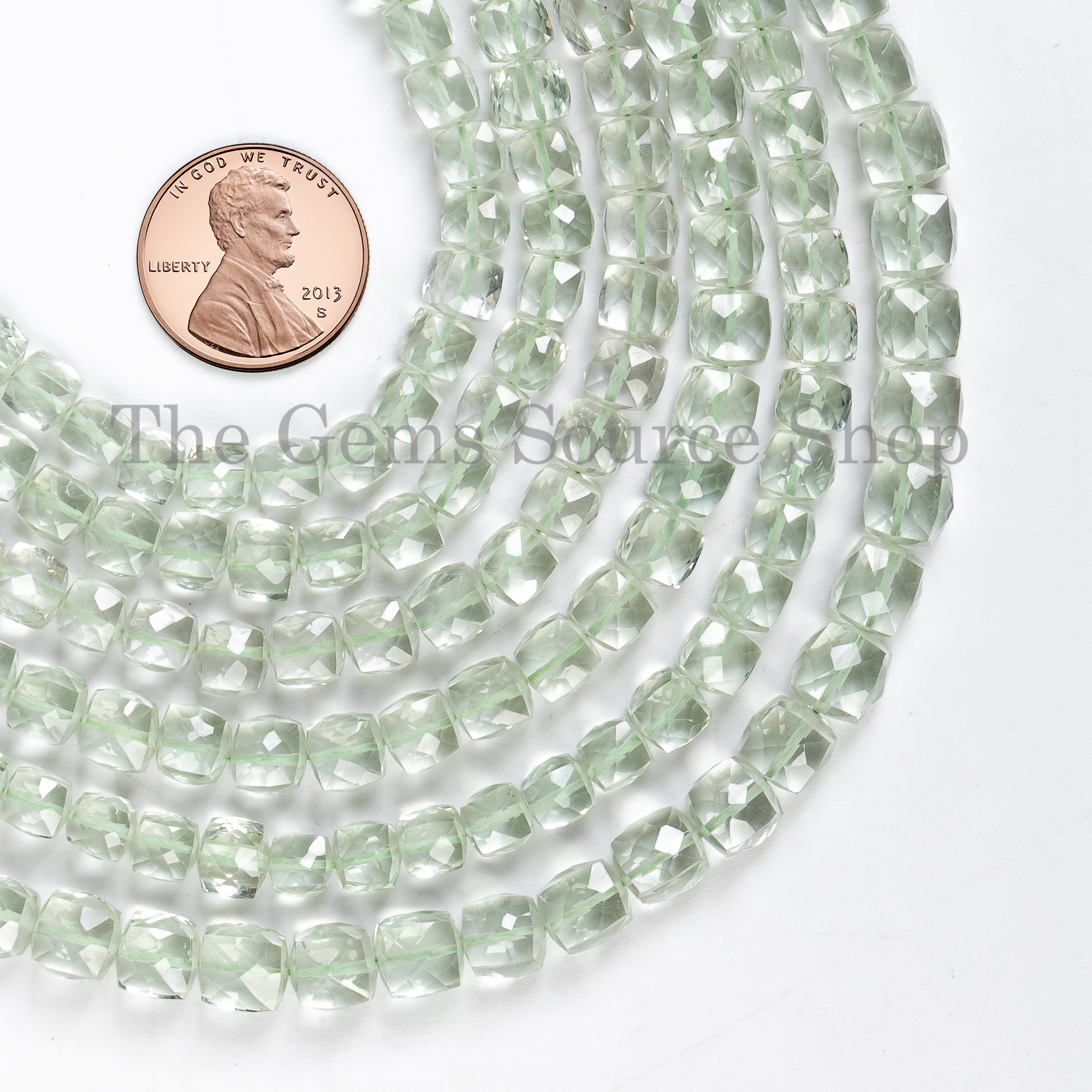 Green Amethyst Faceted Box Shape Beads TGS-4890