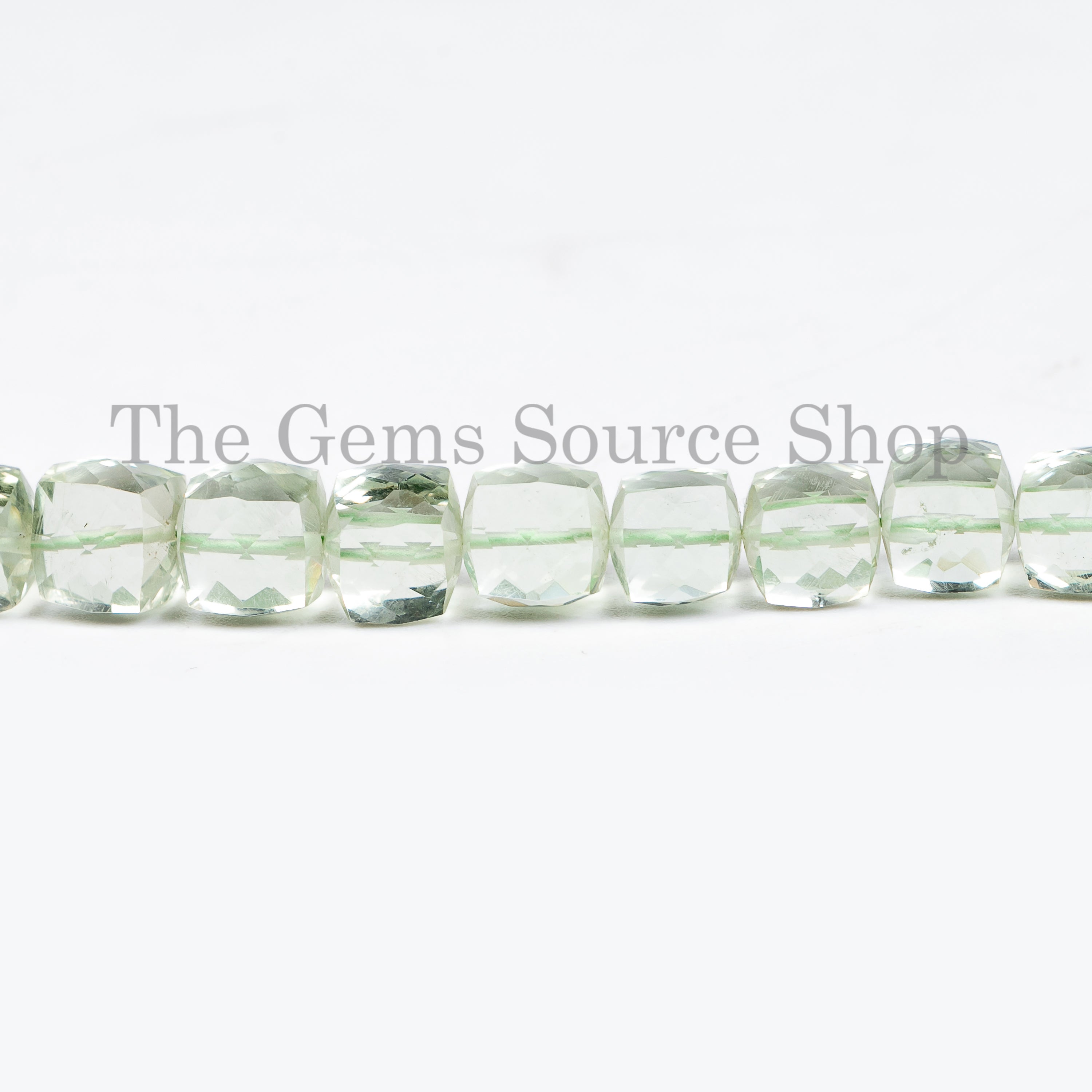 Green Amethyst Faceted Box Shape Beads TGS-4890