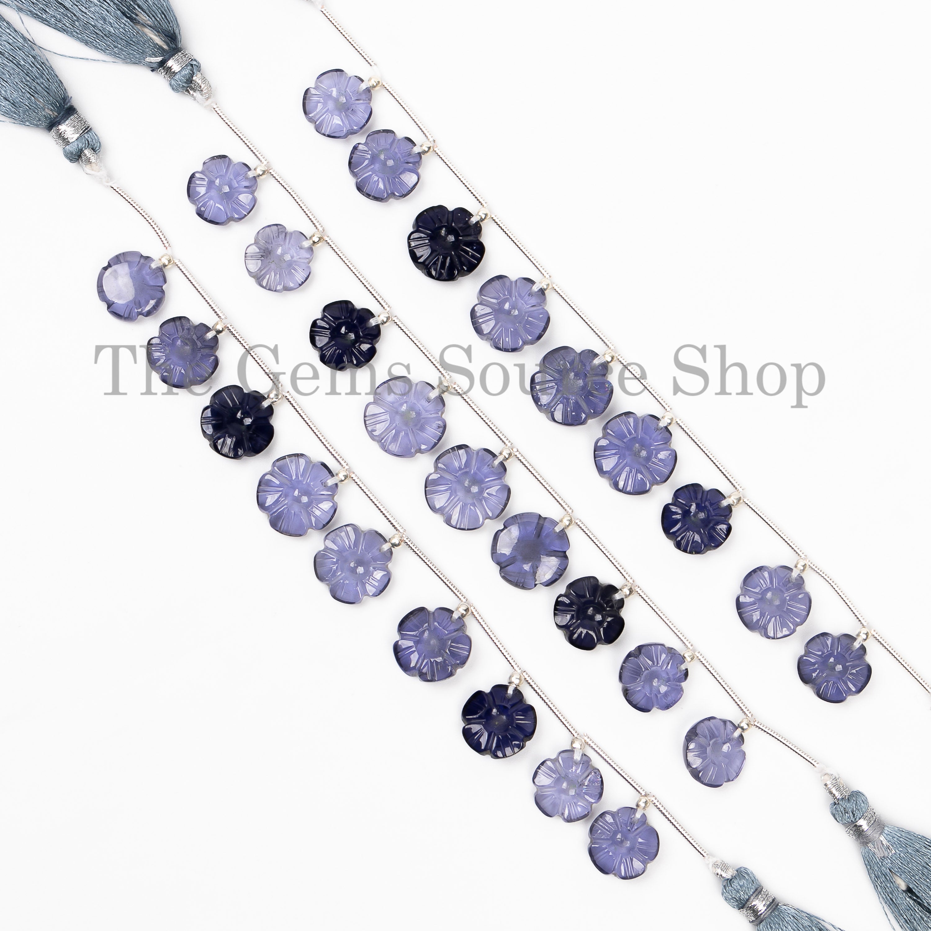 Extremely Rare Iolite Flower Carving Beads, 8-11mm Iolite Fancy Beads,Carving Beads, Iolite Beads