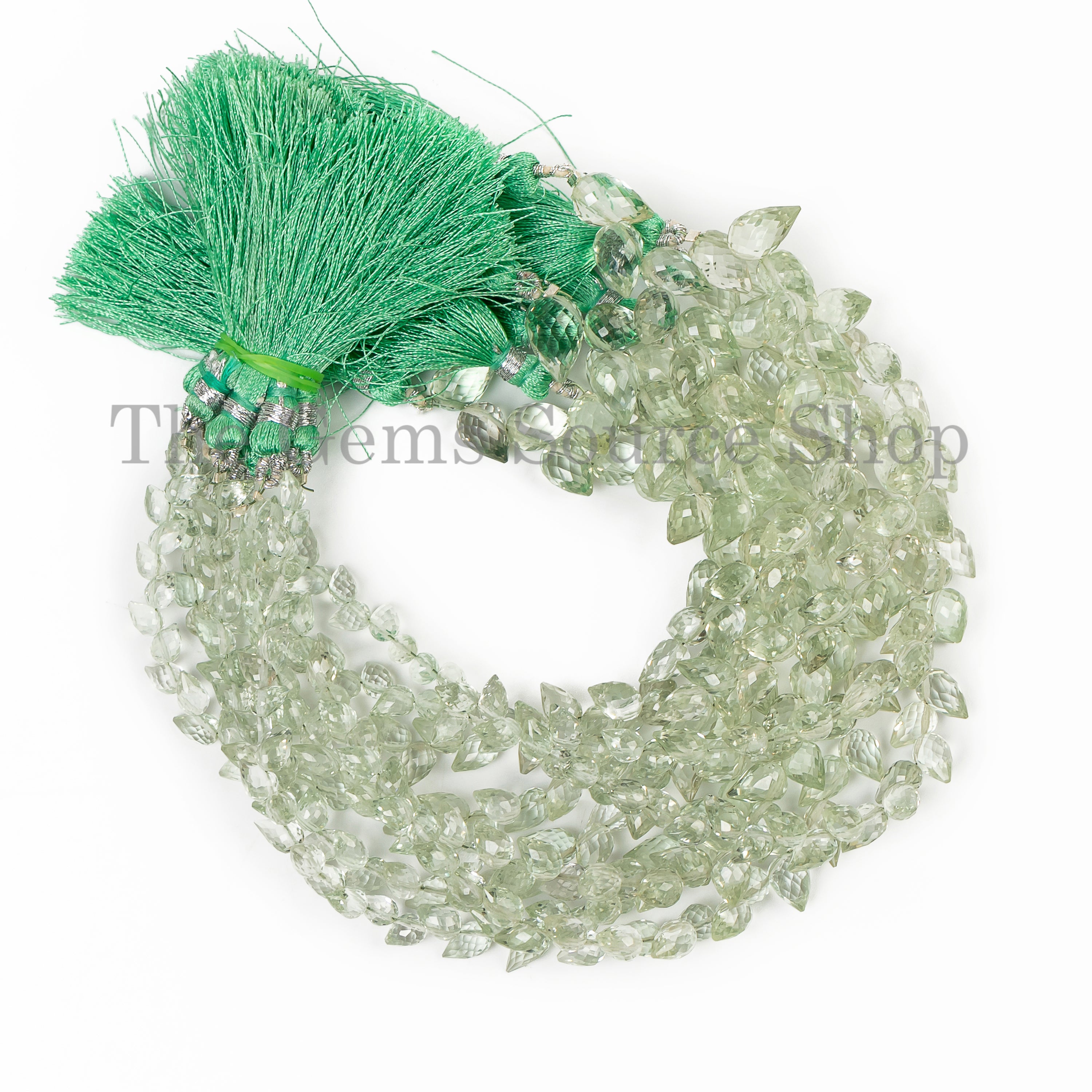 Green amethyst faceted side drill drop beads TGS-4924