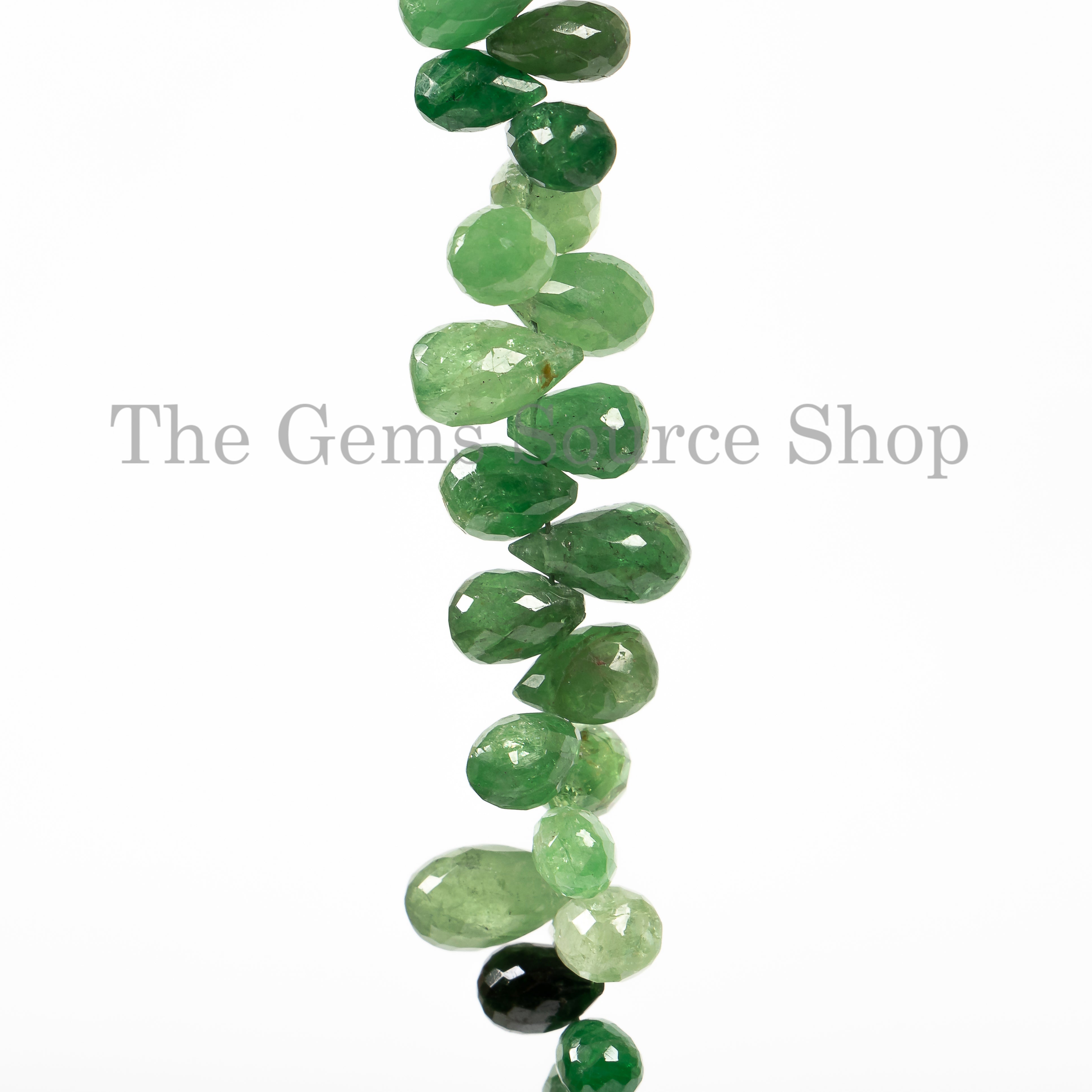 Tsavorite Briolette Drops, Tsavorite Faceted Beads Jewelry TGS-4552