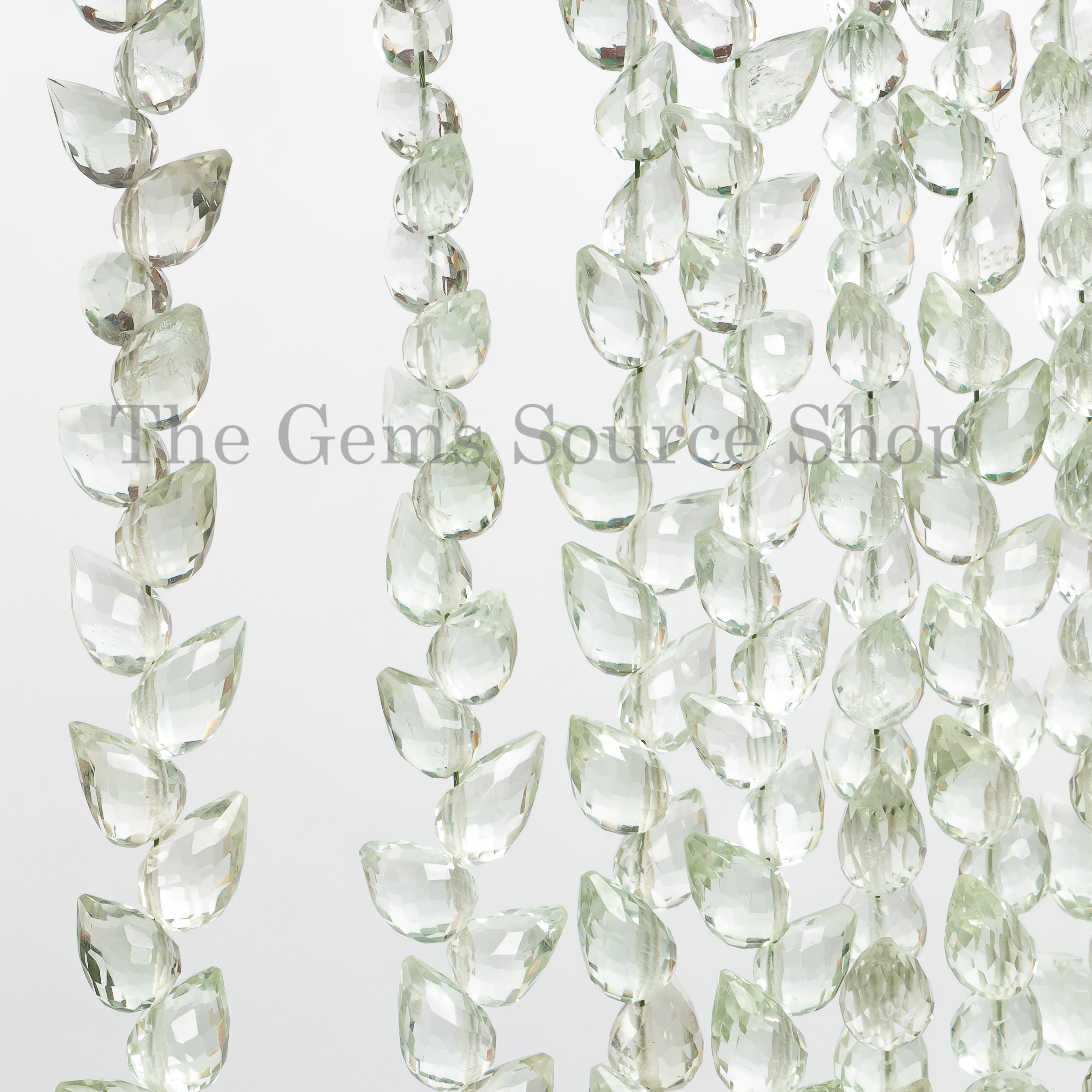 Green amethyst faceted side drill drop beads TGS-4924