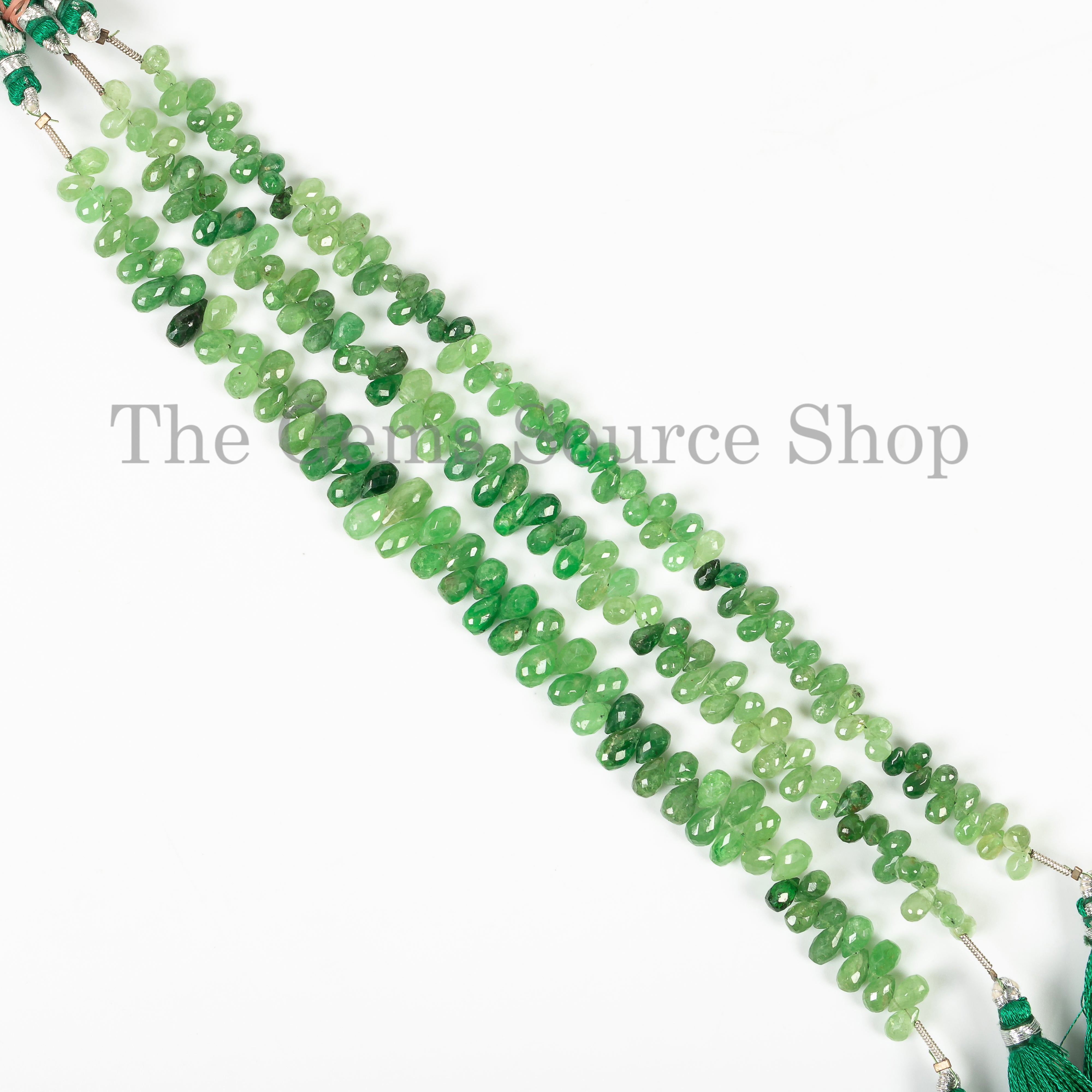 Tsavorite Faceted Teardrops Shape Briolette Beads TGS-4551