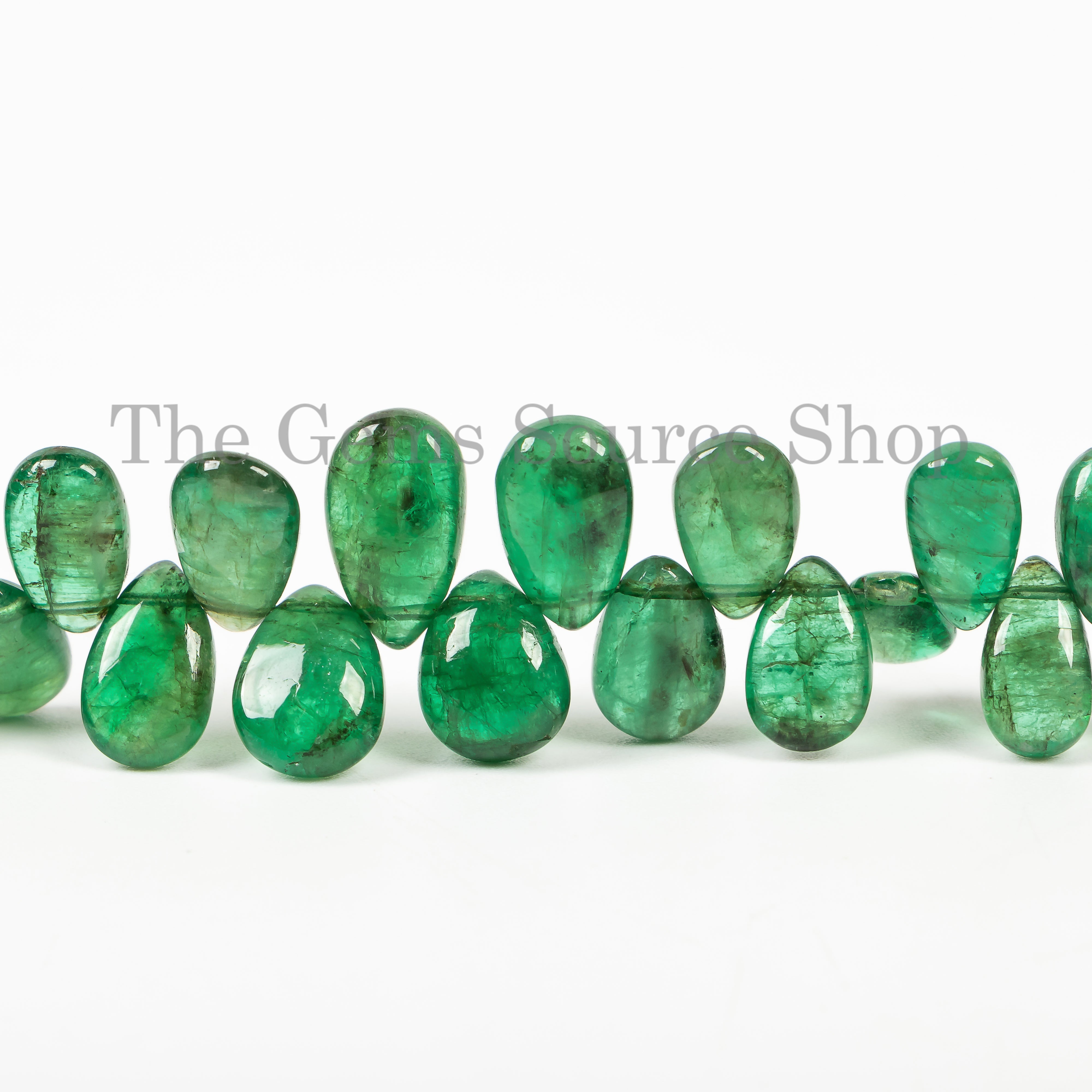 5x6.5-7x10 mm Emerald Smooth Beads, Emerald Pear Shape Beads, TGS-4558